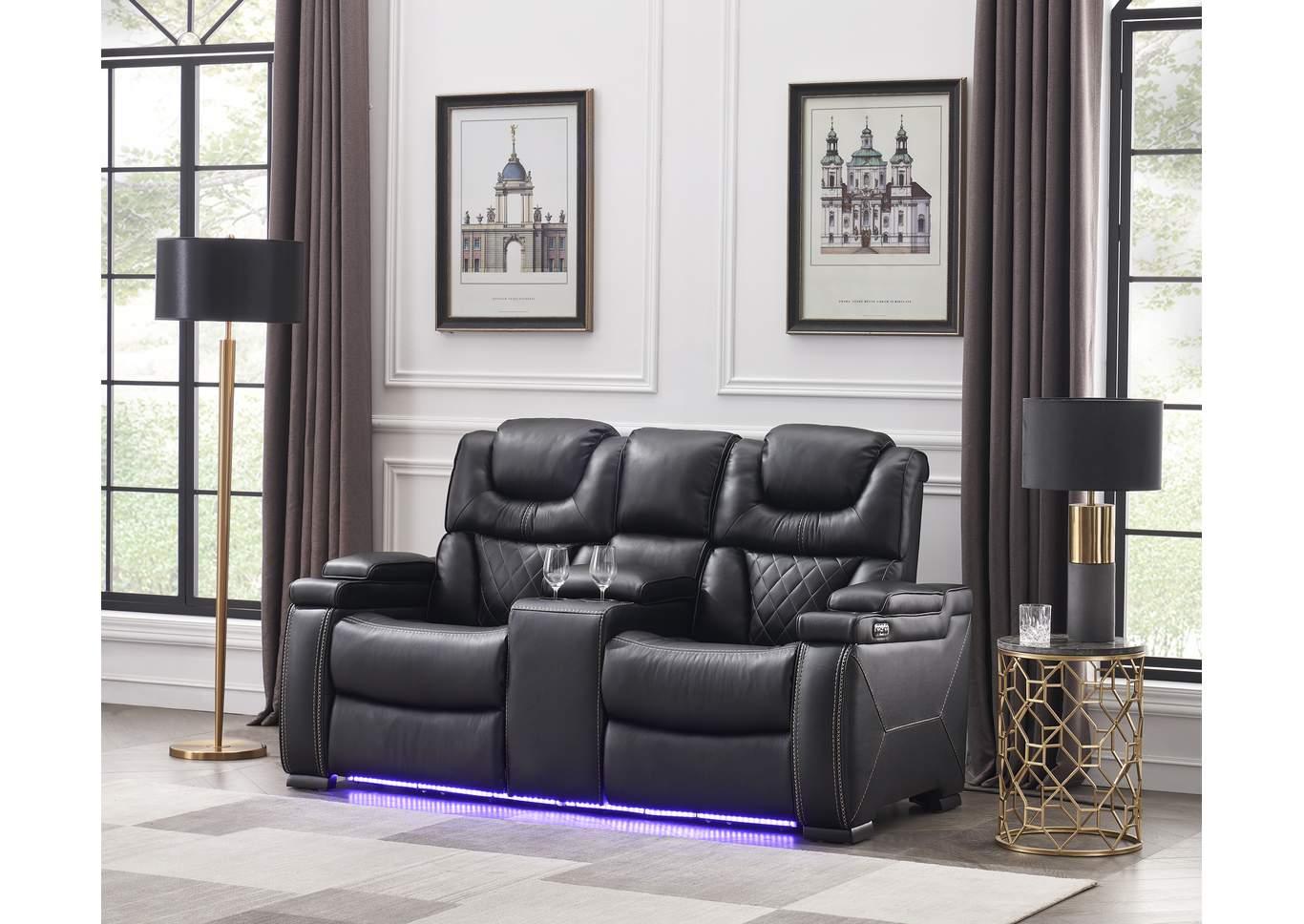 

    
Black Eco Leather Power Recliner Loveseat LEXUS Galaxy Home Contemporary
