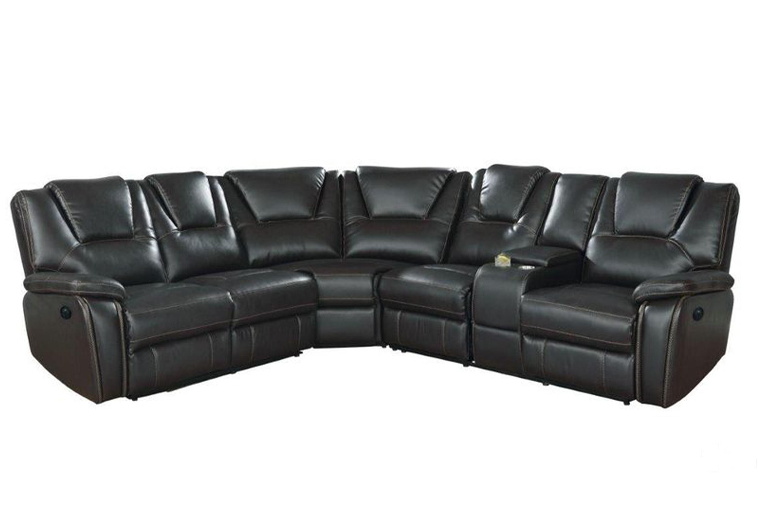 Contemporary, Modern Reclining Sectional Hong Kong QB13318050 in Black Eco Leather