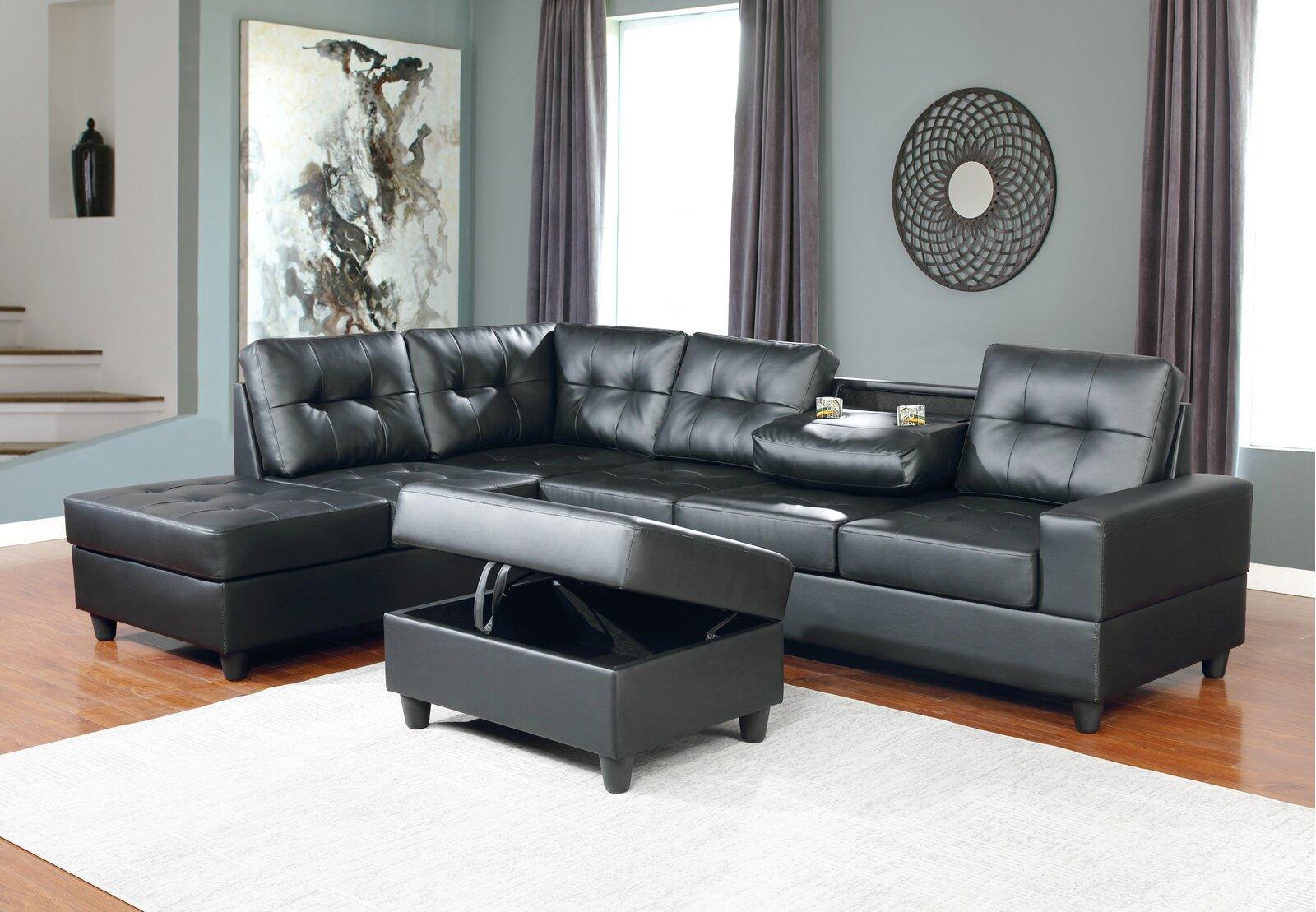 

    
Galaxy Home Furniture BOSTON Sectional Sofa Black GHF-808857868275
