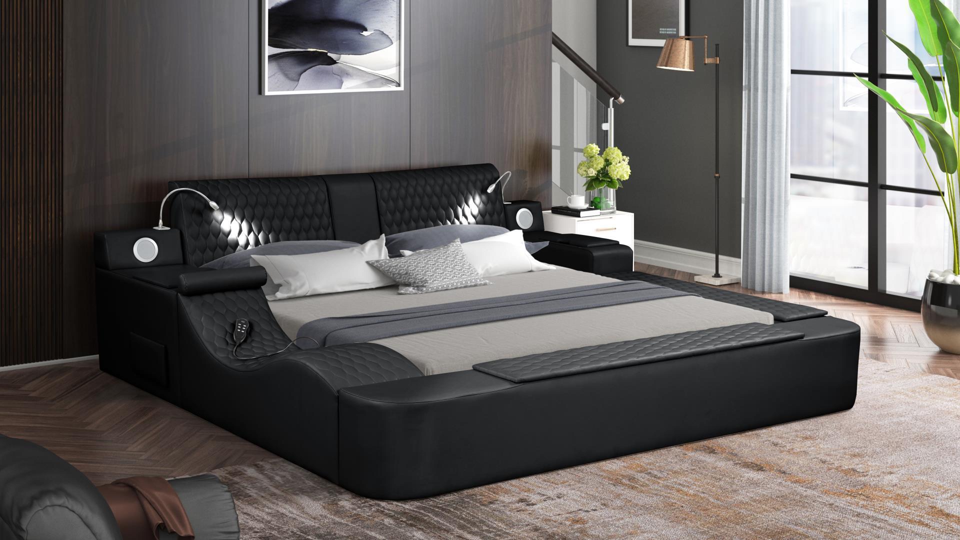 Contemporary, Modern Storage Bed ZOYA ZOYA-BK-Q in Black Eco-Leather