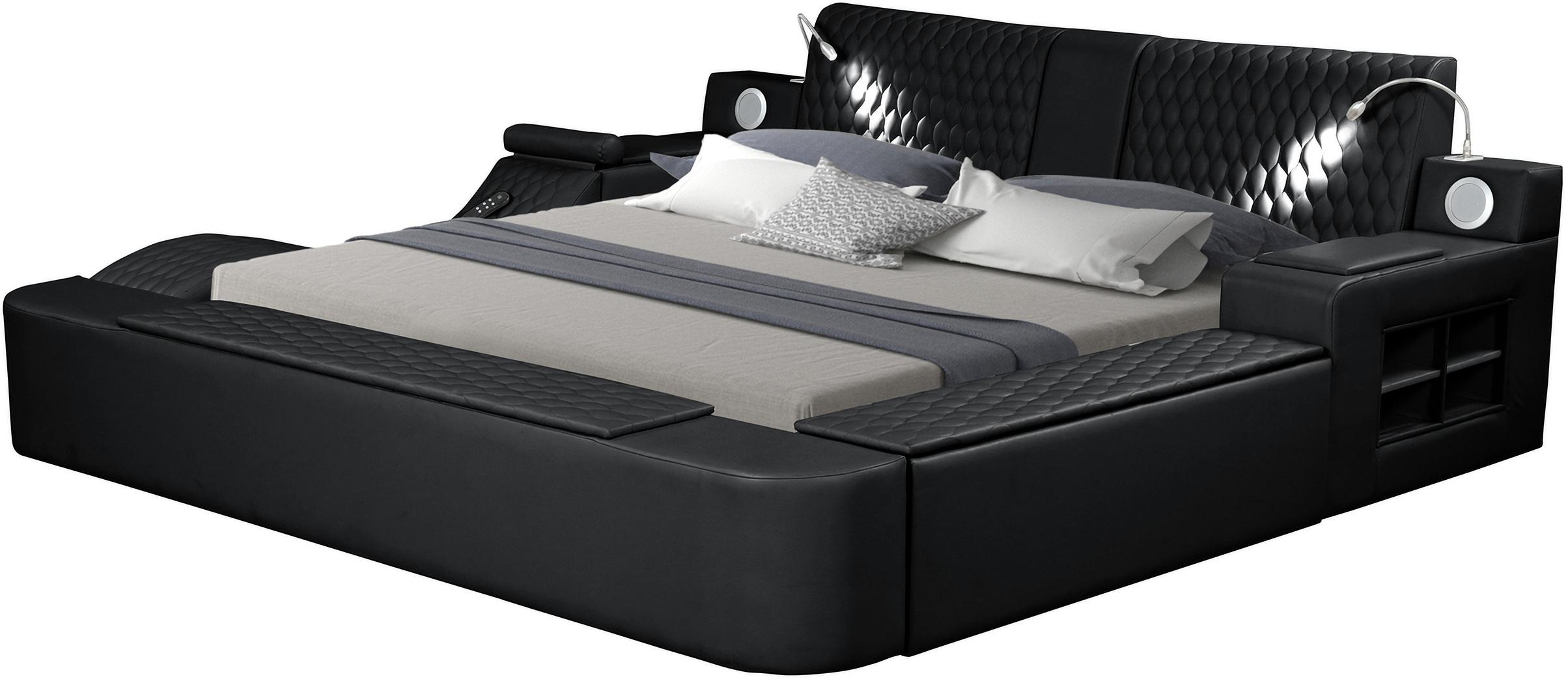 

    
Black Eco Leather Smart Multifunctional Queen Bed ZOYA Galaxy Home Contemporary
