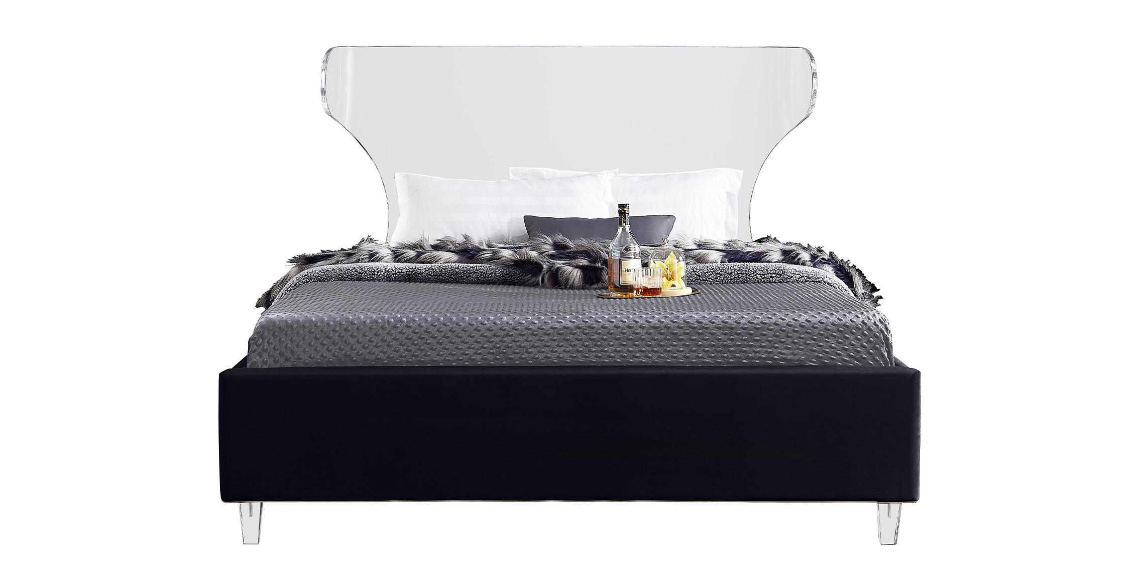 

    
Black Fabric & Acrylic Headboard Queen Bed GHOST Black-Q Meridian Contemporary

