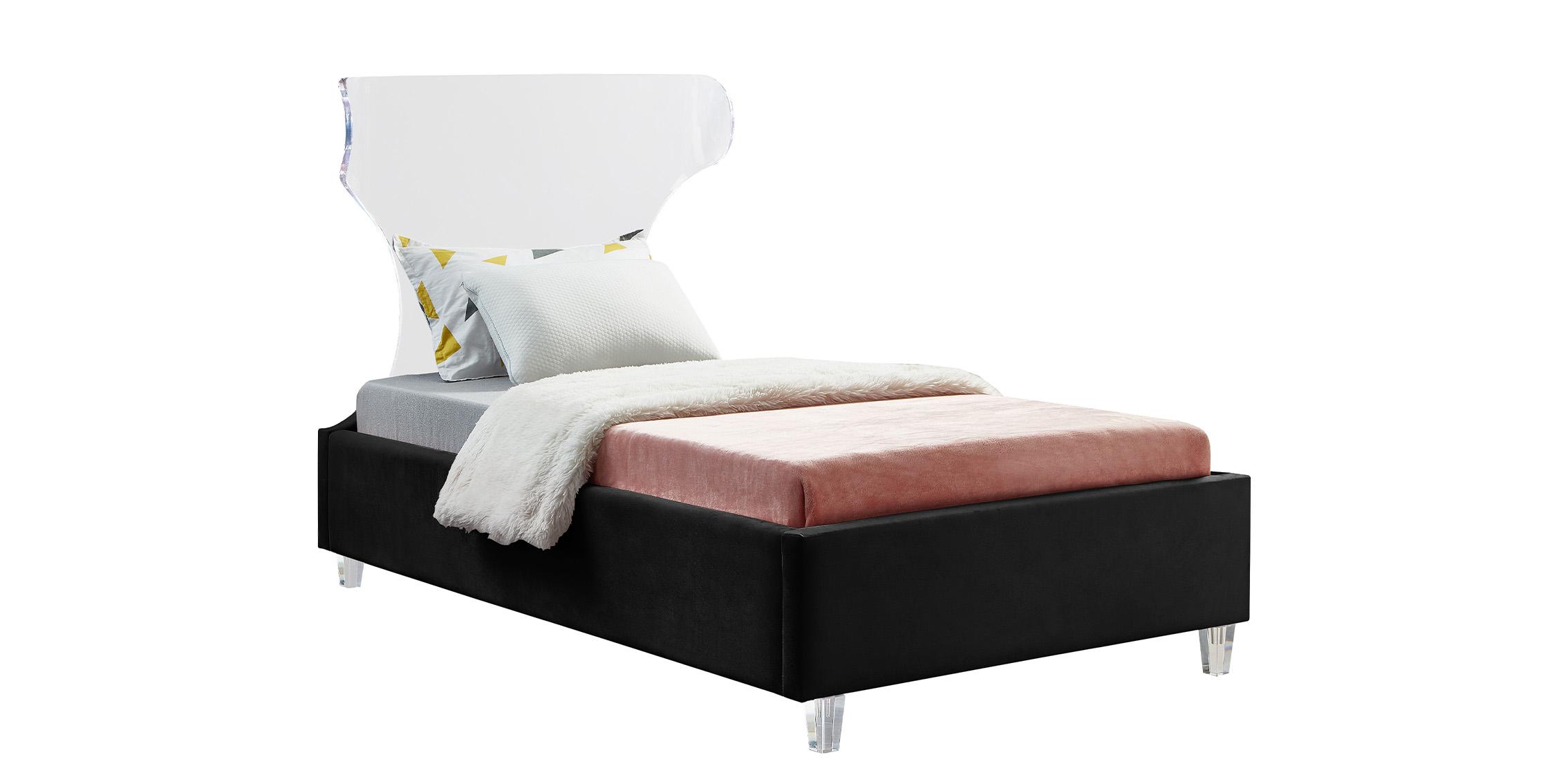 Contemporary, Modern Platform Bed GHOST GhostBlack-T GhostBlack-T in Black Fabric