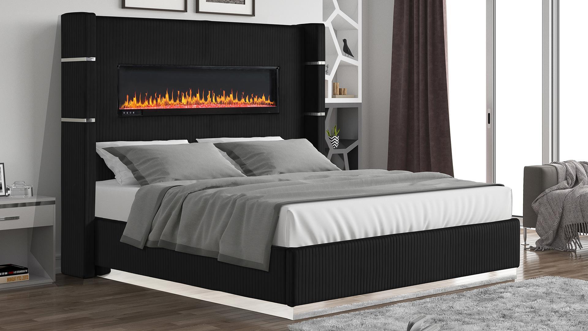 

        
Galaxy Home Furniture LIZELLE Black Platform Bed Black Velvet 698781242926
