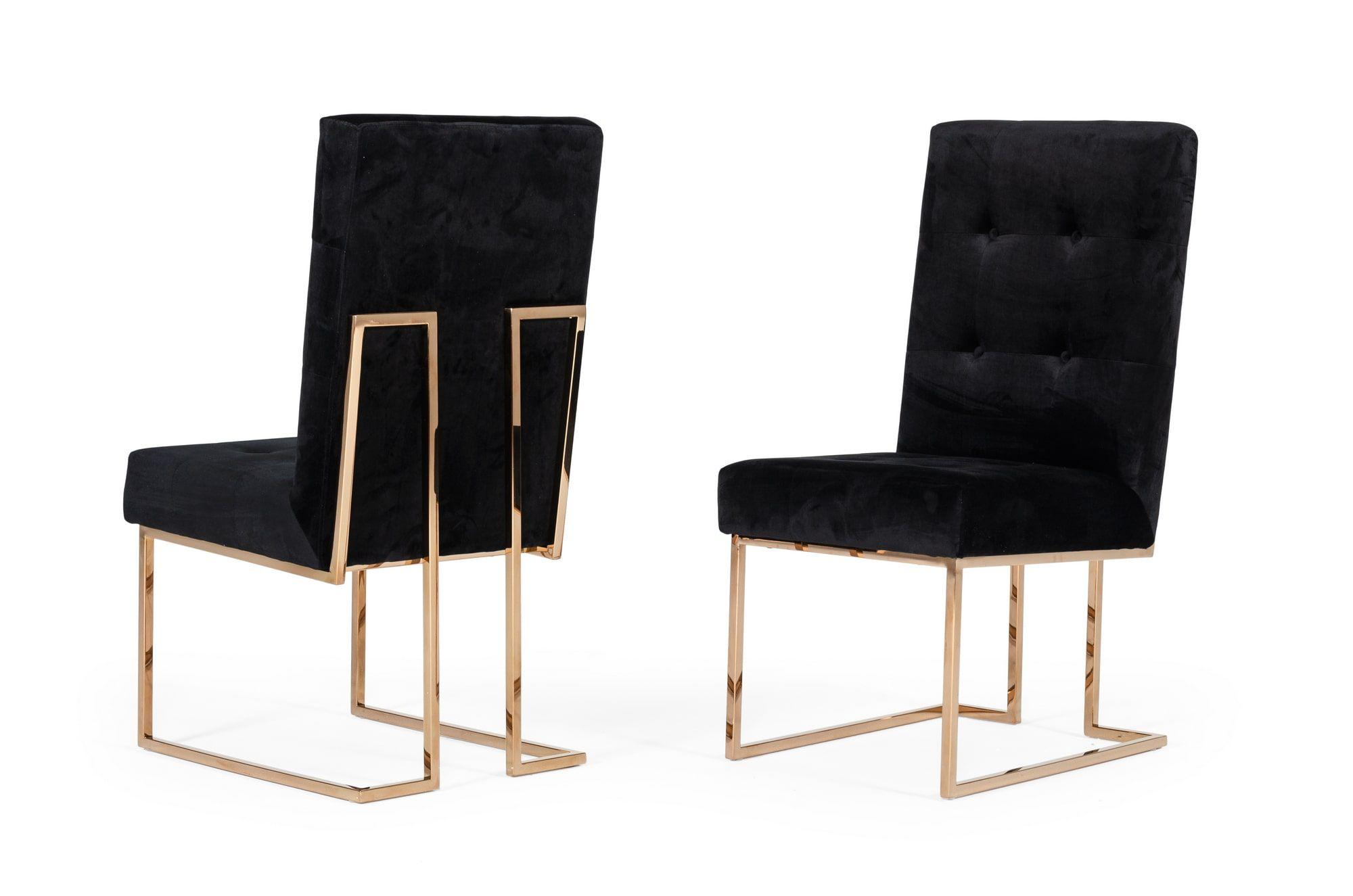 

    
Black Fabric & Rosegold Steel Dining Chair Set by VIG Modrest Legend

