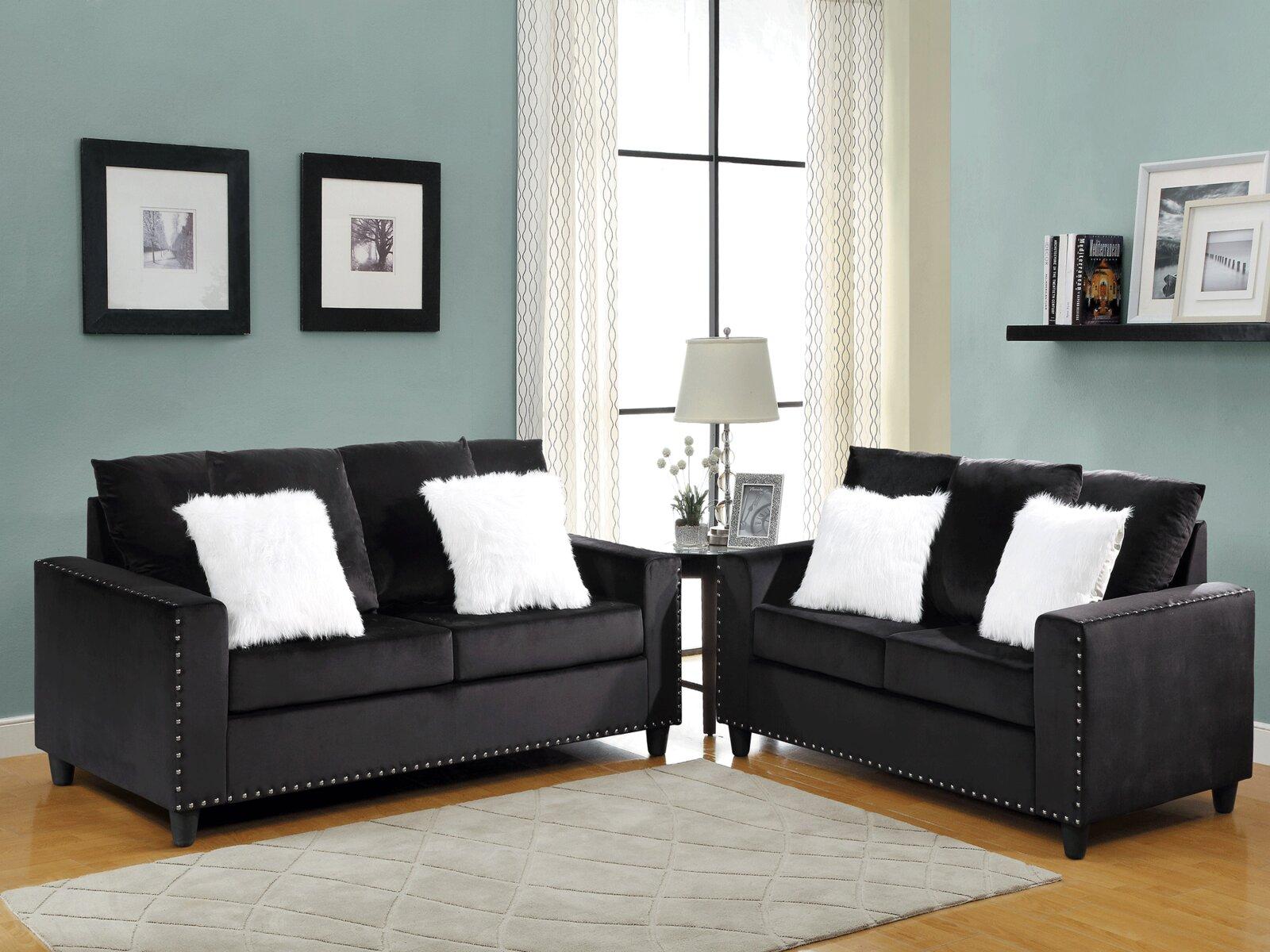 Contemporary, Modern Sofa Set MORRIS GHF-808857822130 in Black Velvet