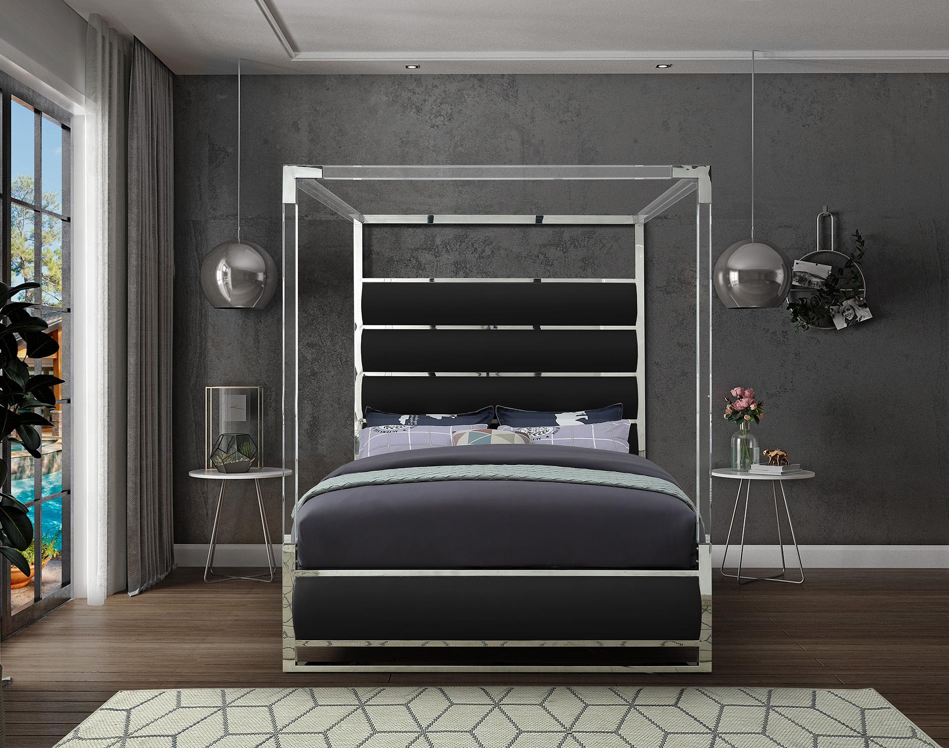 

        
Meridian Furniture ENCORE  Black-K Canopy Bed Black Faux Leather 704831406573
