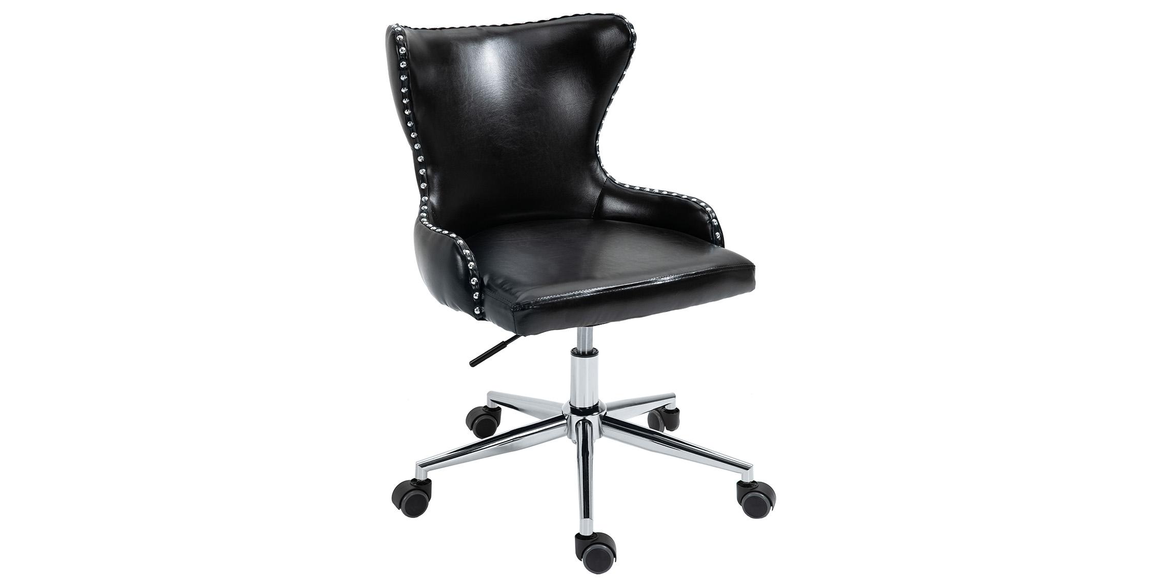 

    
Black Faux Leather & Chrome Swivel Office Chair HENDRIX 168Black Meridian Modern
