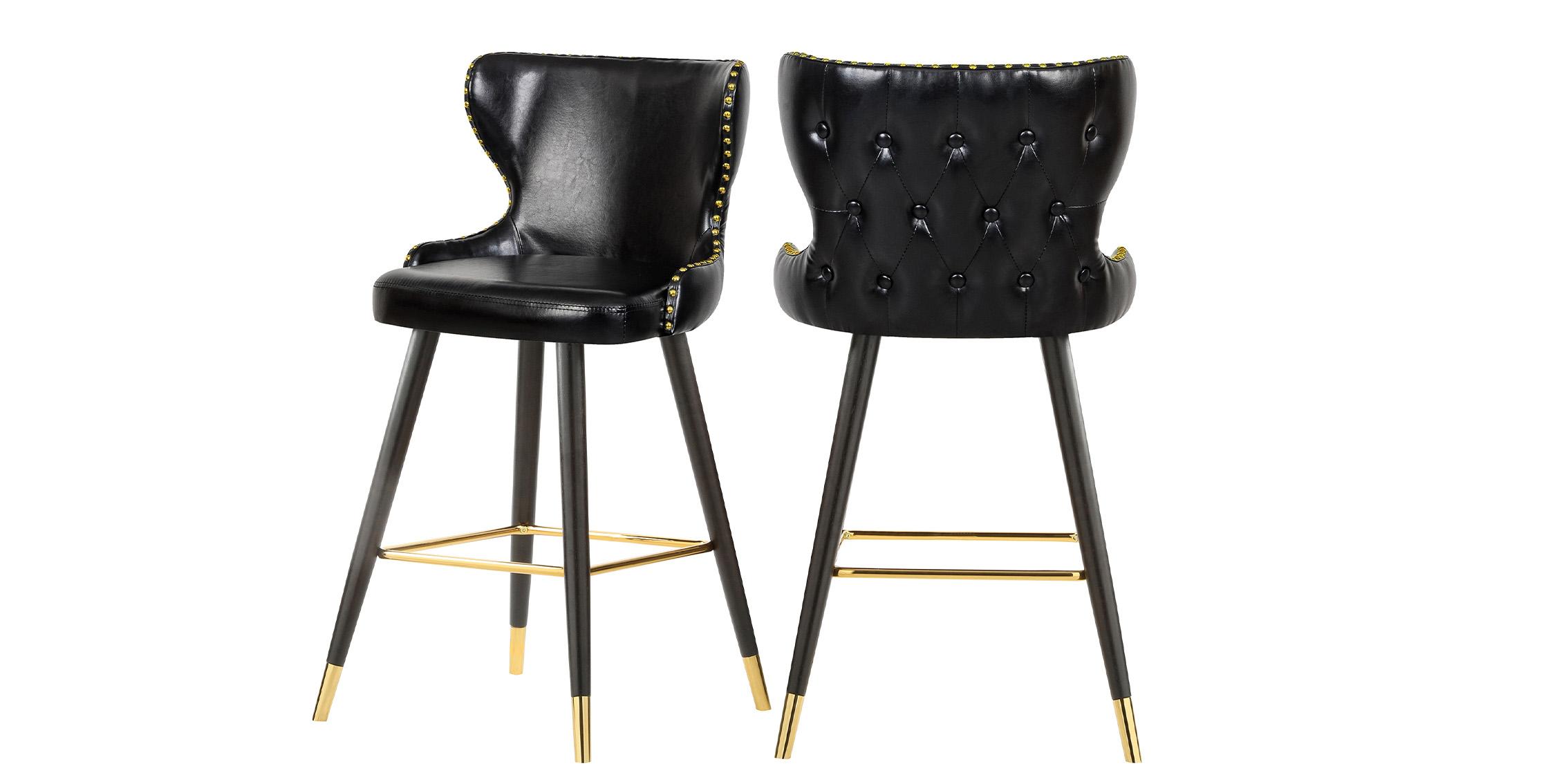 Contemporary, Modern Counter Stool Set HENDRIX 962Black-C 962Black-C in Black Faux Leather