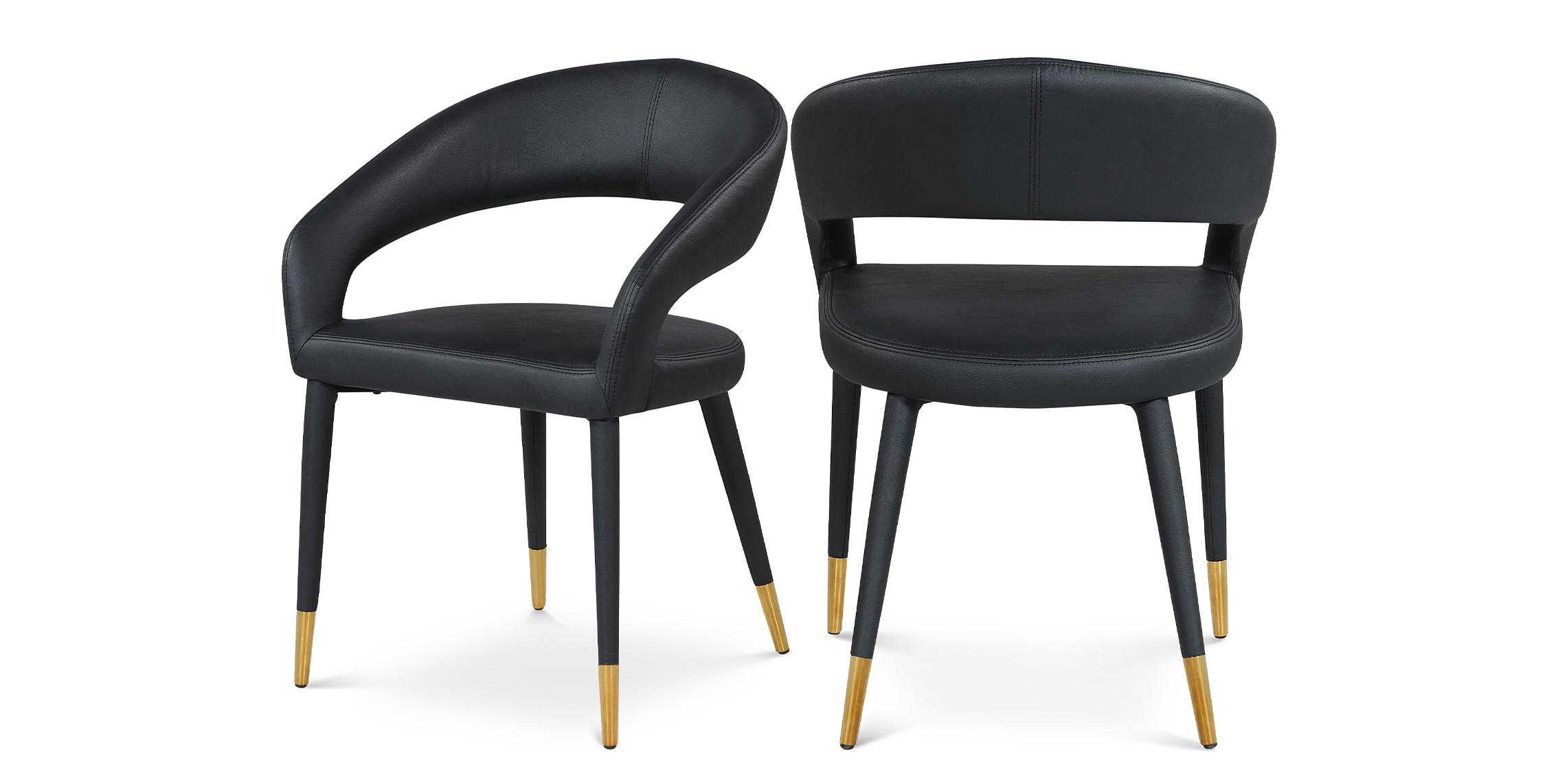 Contemporary, Modern Dining Chair Set DESTINY 538Black-C 538Black-C-Set-2 in Gold, Black Faux Leather