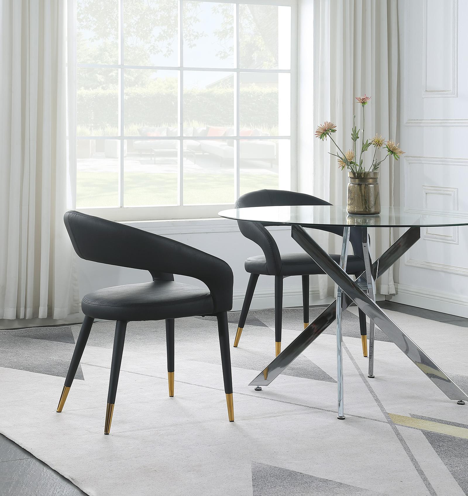 

        
Meridian Furniture DESTINY 538Black-C Dining Chair Set Gold/Black Faux Leather 094308263625
