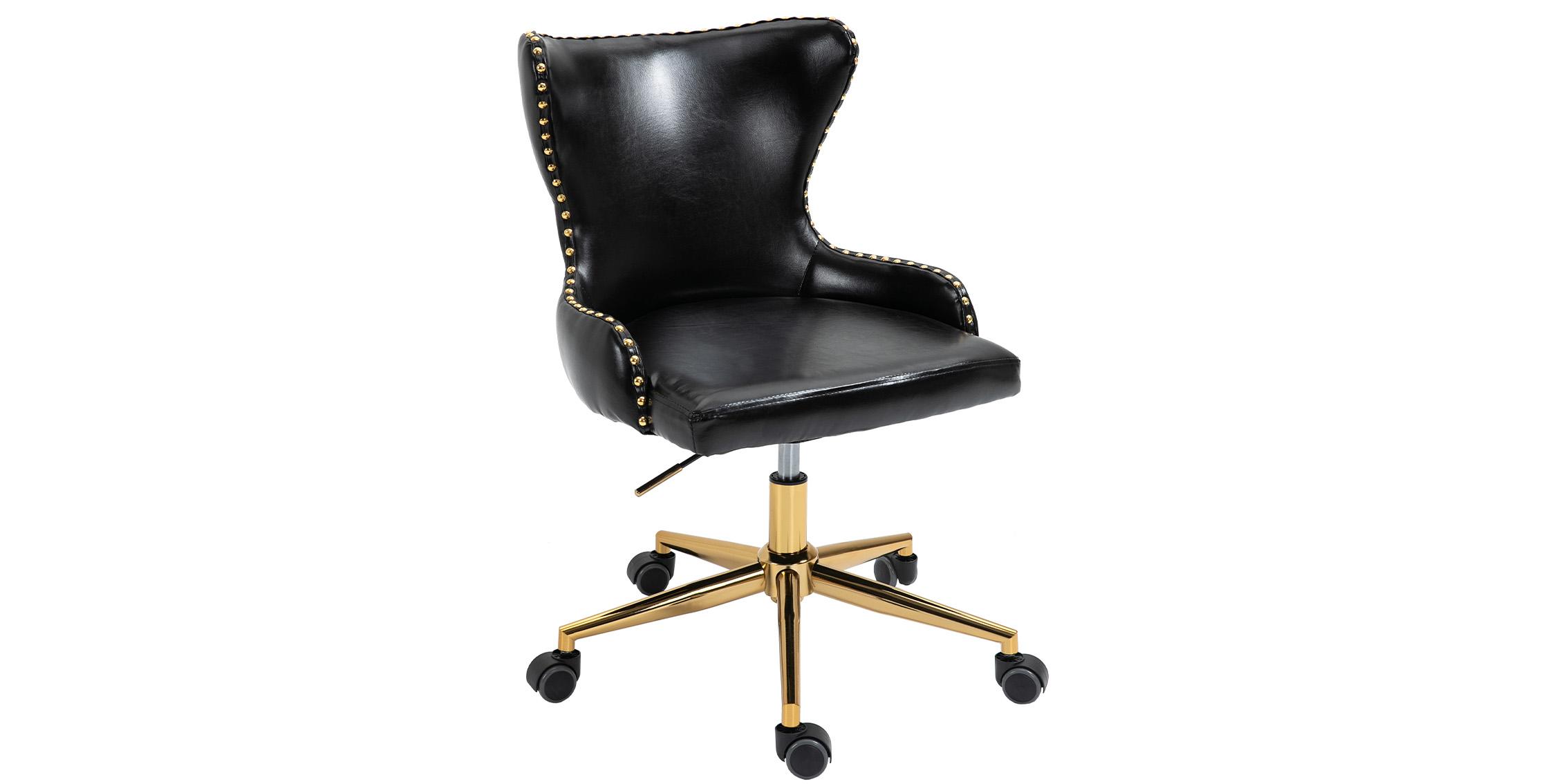 

    
Black Faux Leather & Gold Swivel Office Chair HENDRIX 167Black Meridian Modern
