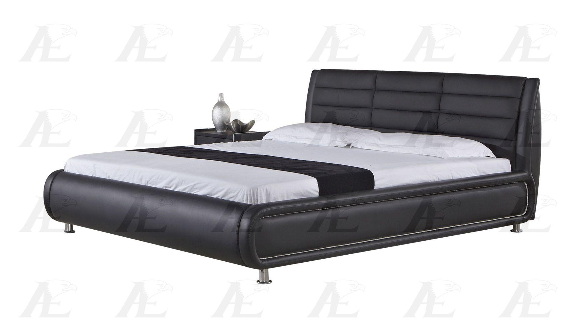 

    
Black  Faux Leather King Size Bed w/ LED Light American Eagle B-D019-BK
