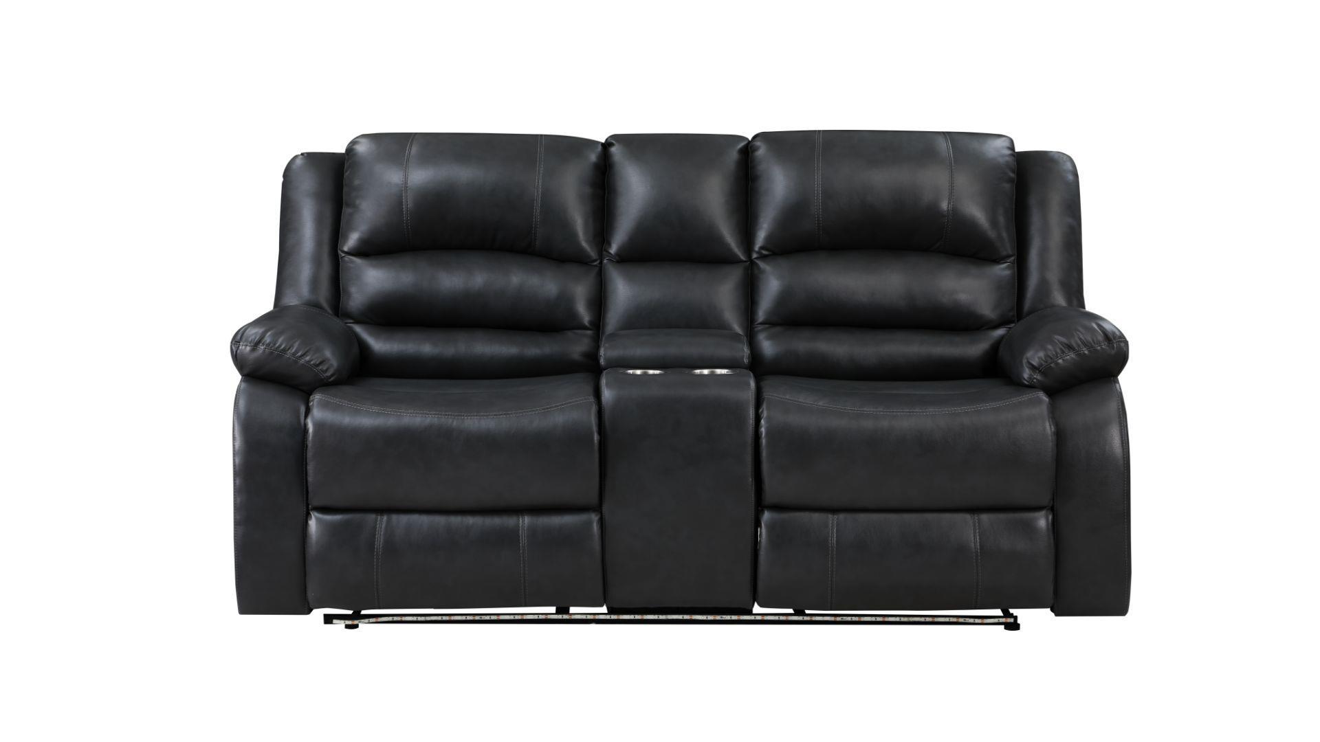 

    
Black Faux Leather Manual Recliner Loveseat MARTIN Galaxy Home Contemporary
