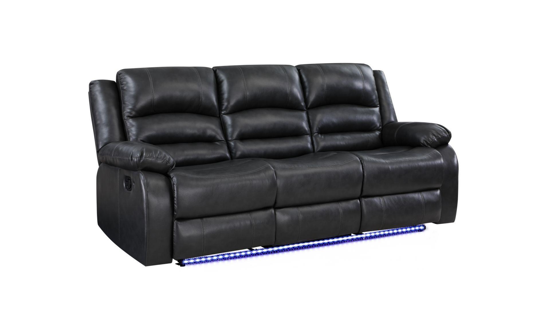 Contemporary, Modern Recliner Sofa MARTIN BK MARTIN-BK-S in Black Faux Leather