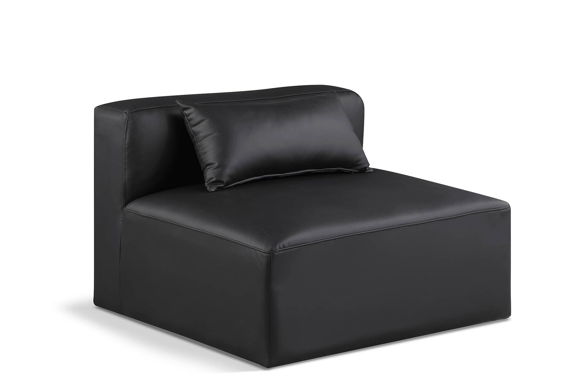 Contemporary, Modern Armless Chair CUBE 668Black-Armless 668Black-Armless in Black Faux Leather