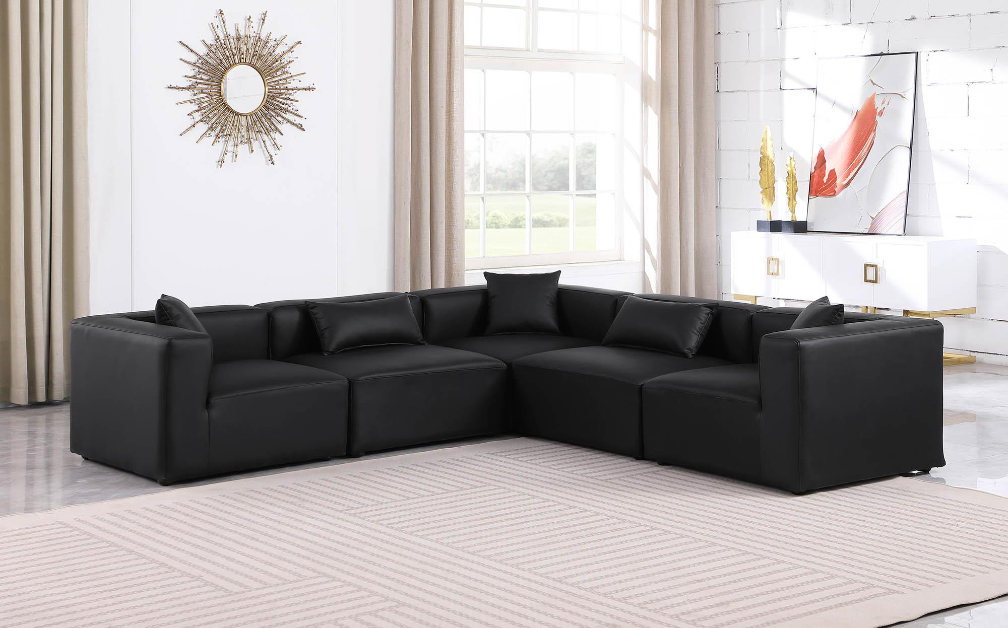 

    
Black Faux Leather Modular Sectional CUBE 668Black-Sec5C Meridian Contemporary

