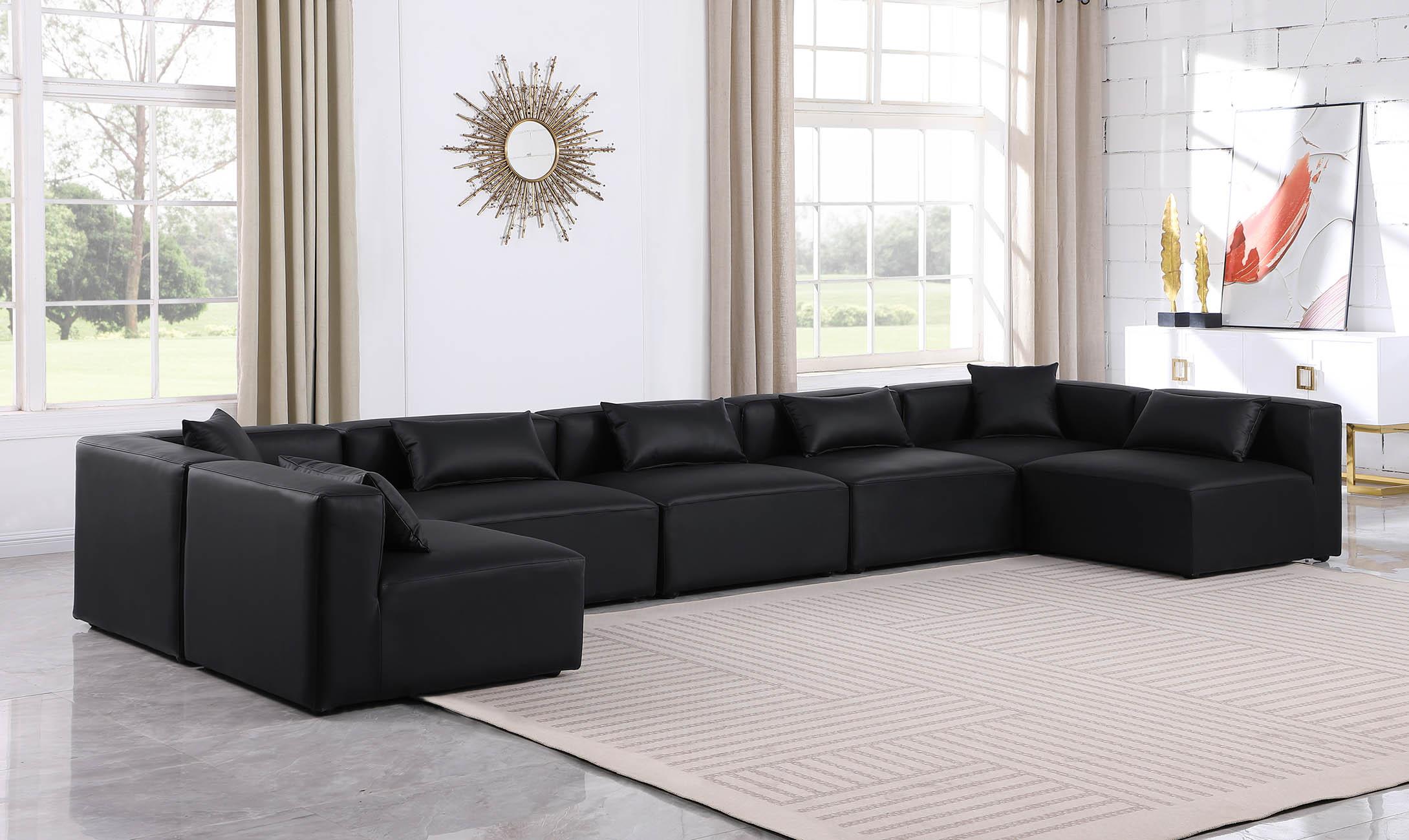 

    
Black Faux Leather Modular Sectional CUBE 668Black-Sec7B Meridian Contemporary
