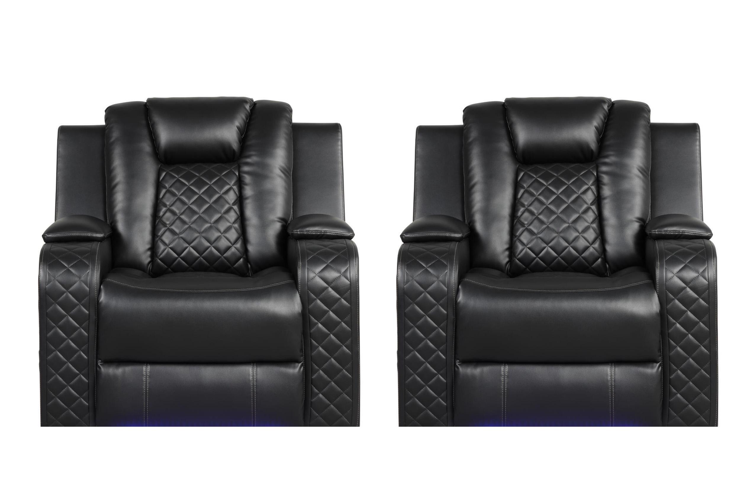 

        
Galaxy Home Furniture BENZ Black Recliner Chair Set Black Faux Leather 659436350137
