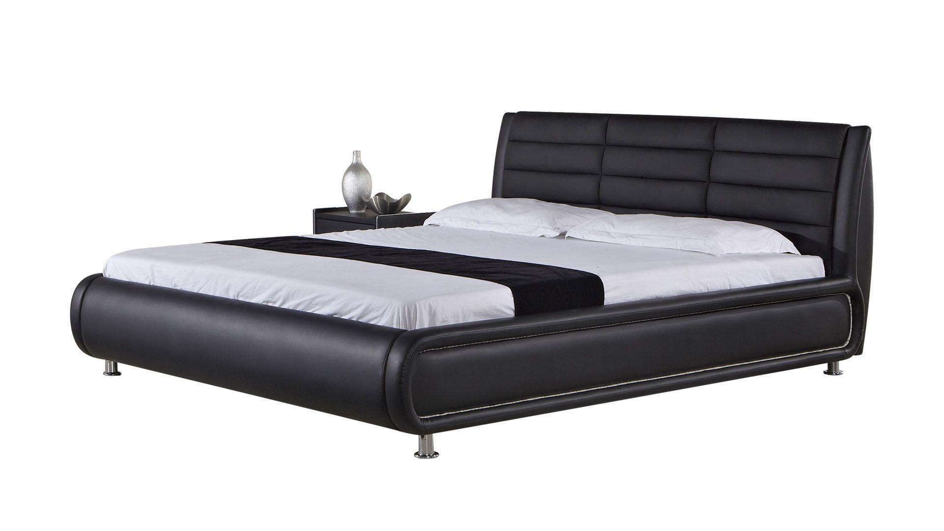 Contemporary, Modern Platform Bed B-D019-BK B-D019-BK-Q in Black Faux Leather