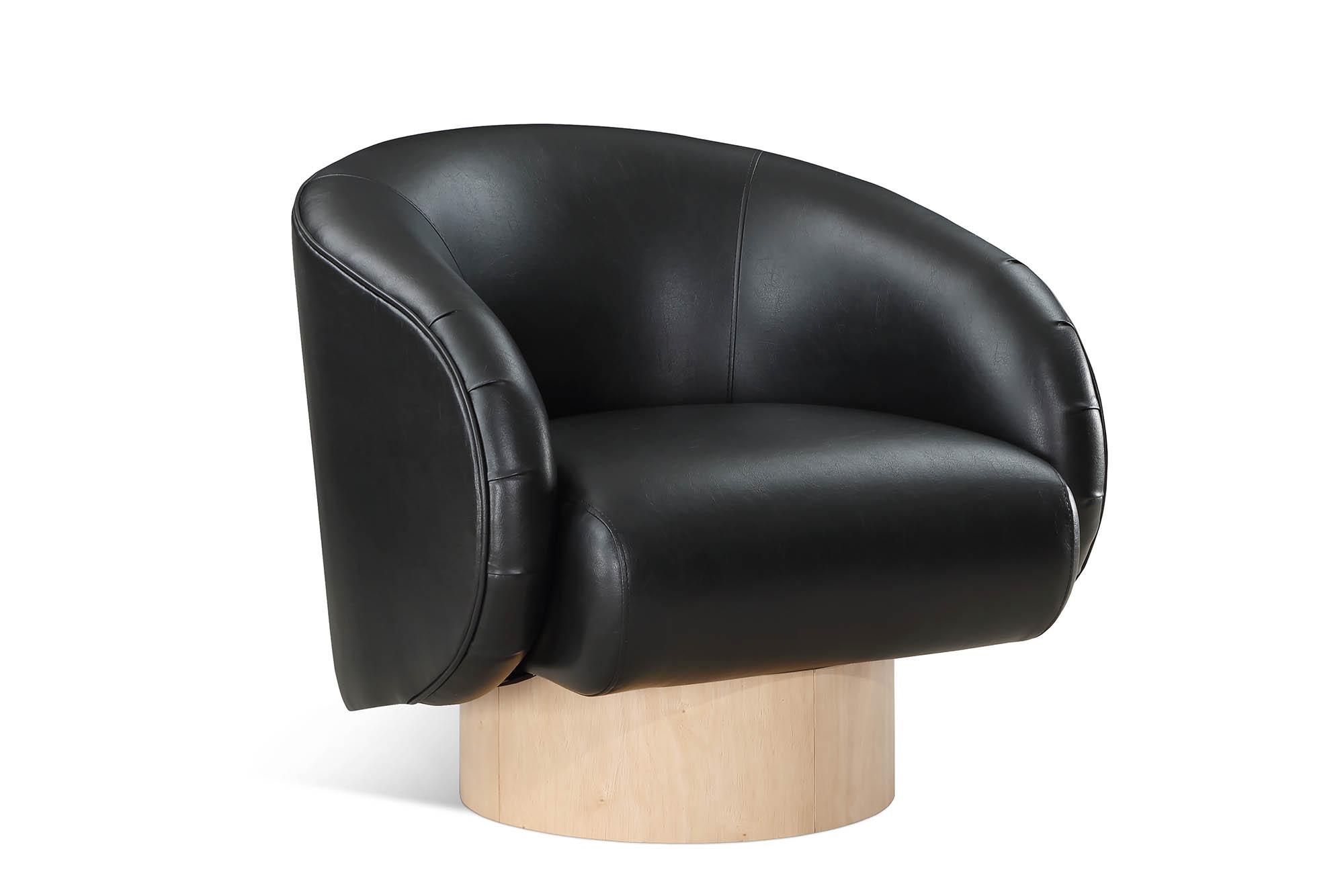 

    
Black Faux Leather Swivel Accent Chair GIBSON 484Black Meridian Modern
