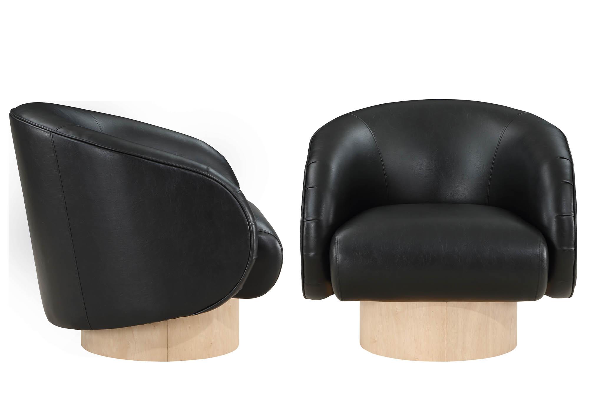 

    
Black Faux Leather Swivel Accent Chair Set 2Pcs GIBSON 484Black Meridian Modern
