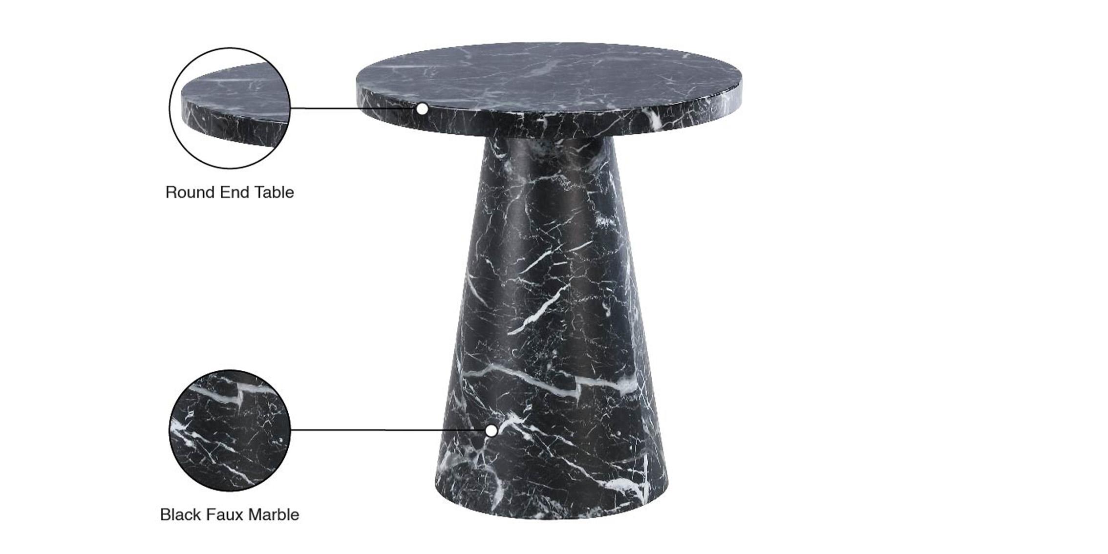 

    
Black Faux Marble 36" Round Coffee Table Set 2Pcs OMNI 275-CT Meridian Modern

