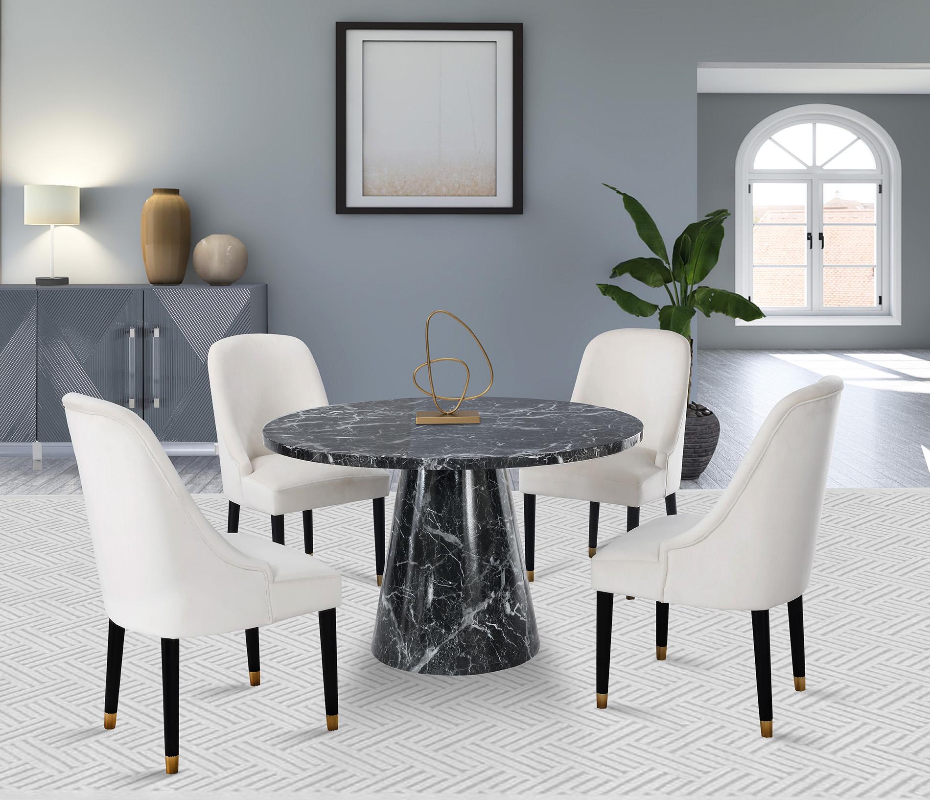 

    
Black Faux Marble 48" Round Dining Table OMNI 922-T Meridian Modern Contemporary
