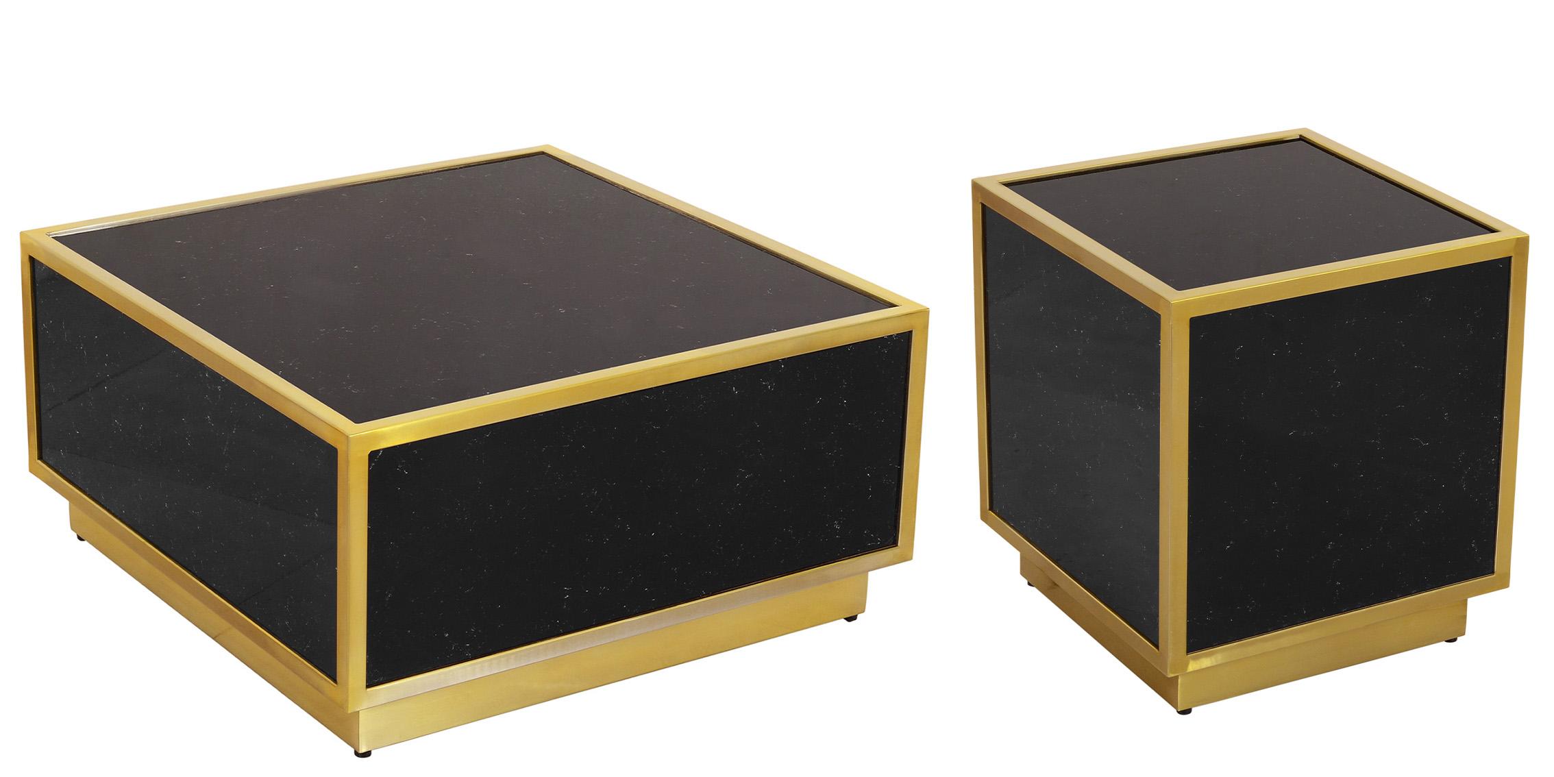 Contemporary, Modern Coffee Table Set GLITZ 243-CT 243-CT-Set-2 in Gold, Black 