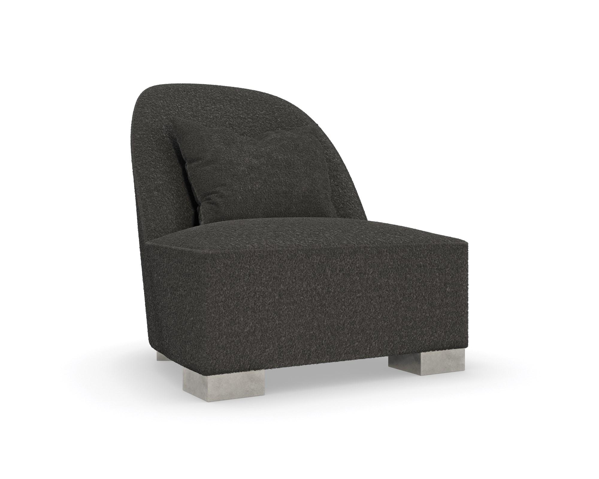 

        
Caracole LOUNGE ACT Lounge Chair and Ottoman Silver/Black Fabric 662896039948
