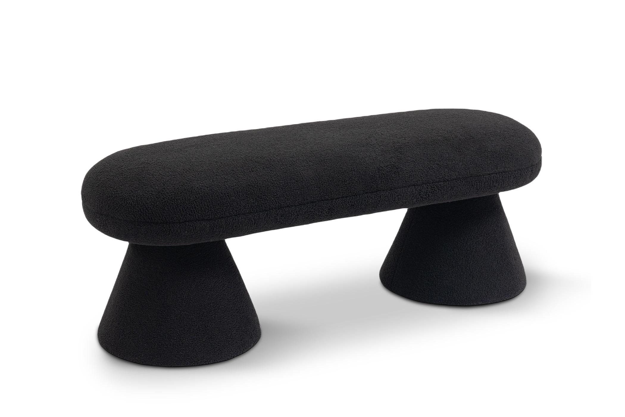 Contemporary, Modern Benches DRUM 196Black 196Black in Black Fabric