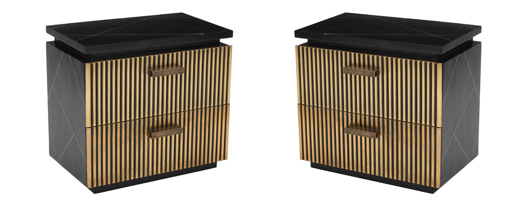 Contemporary, Modern Nightstand Set Allure Allure-N-2PC in Gold, Black 