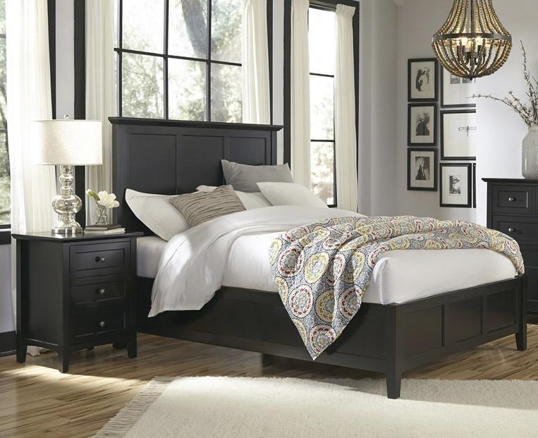 Contemporary Panel Bedroom Set PARAGON 4N02L7-2N-3PC in Black 