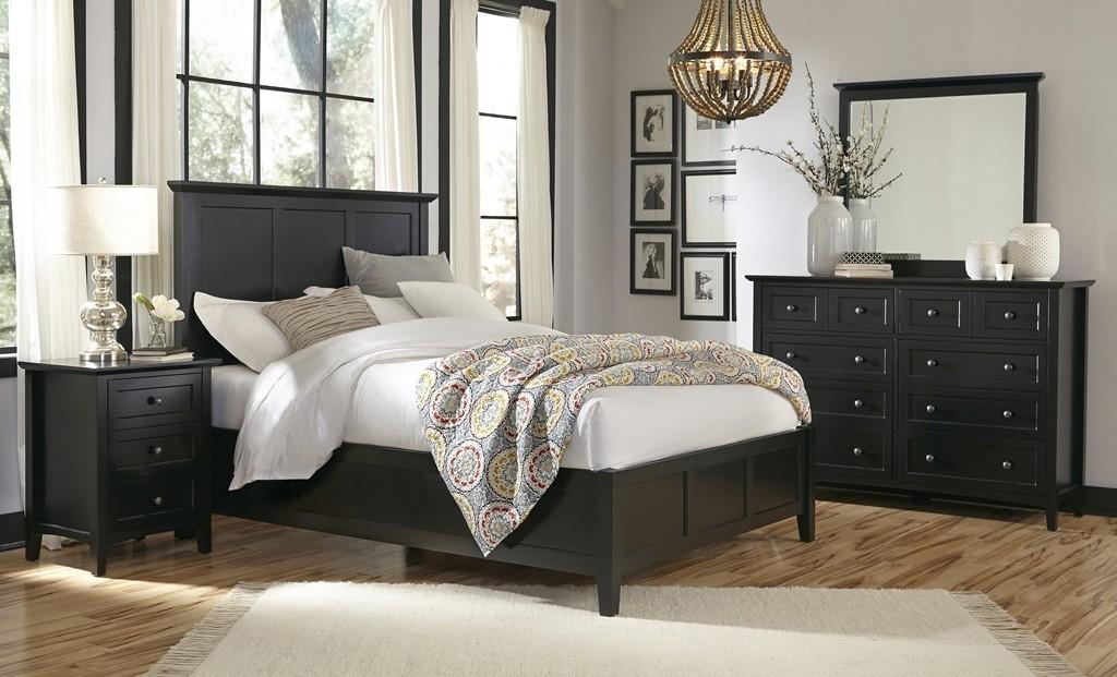 Contemporary Panel Bedroom Set PARAGON 4N02L7-2NDM-5PC in Black 