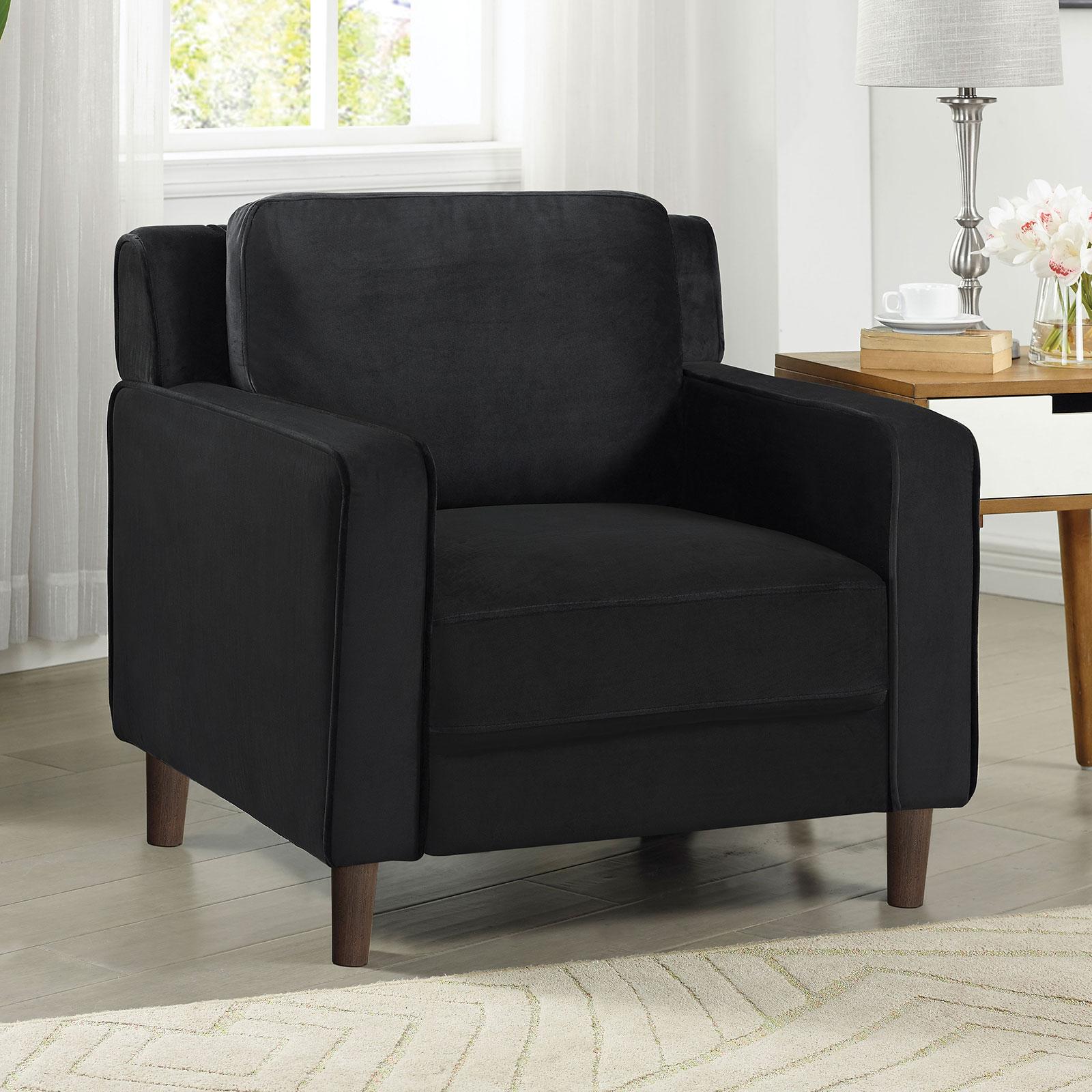 

                    
Furniture of America CM6064BK-SF-3PC Brandi Sofa Loveseat and Chair Set Black Flannelette Purchase 
