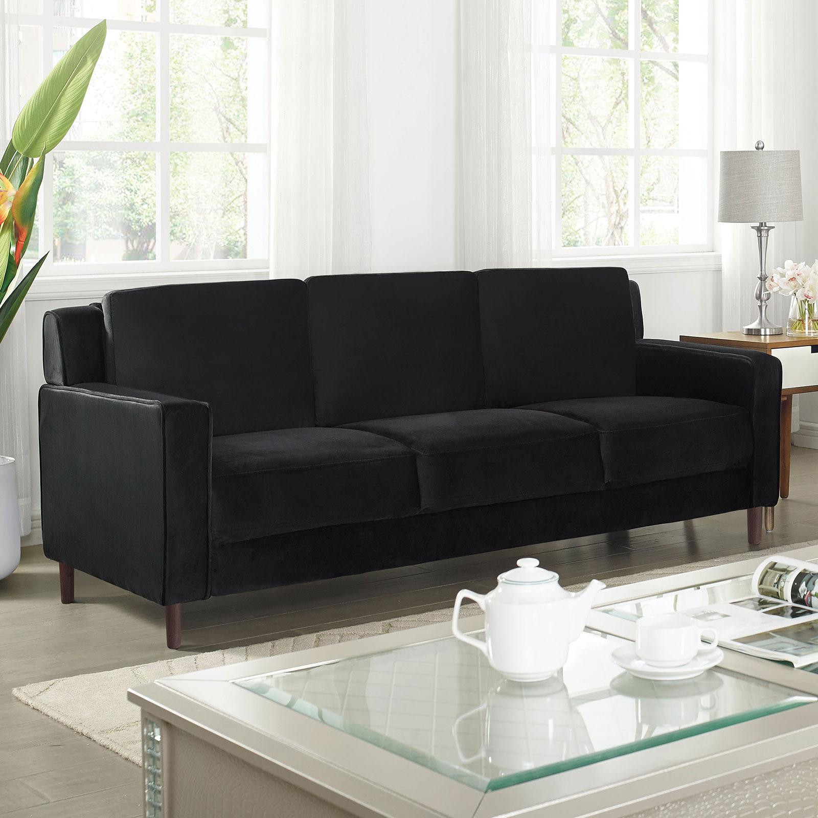 

    
Contemporary Black Flannelette Living Room Set 3pcs Furniture of America Brandi
