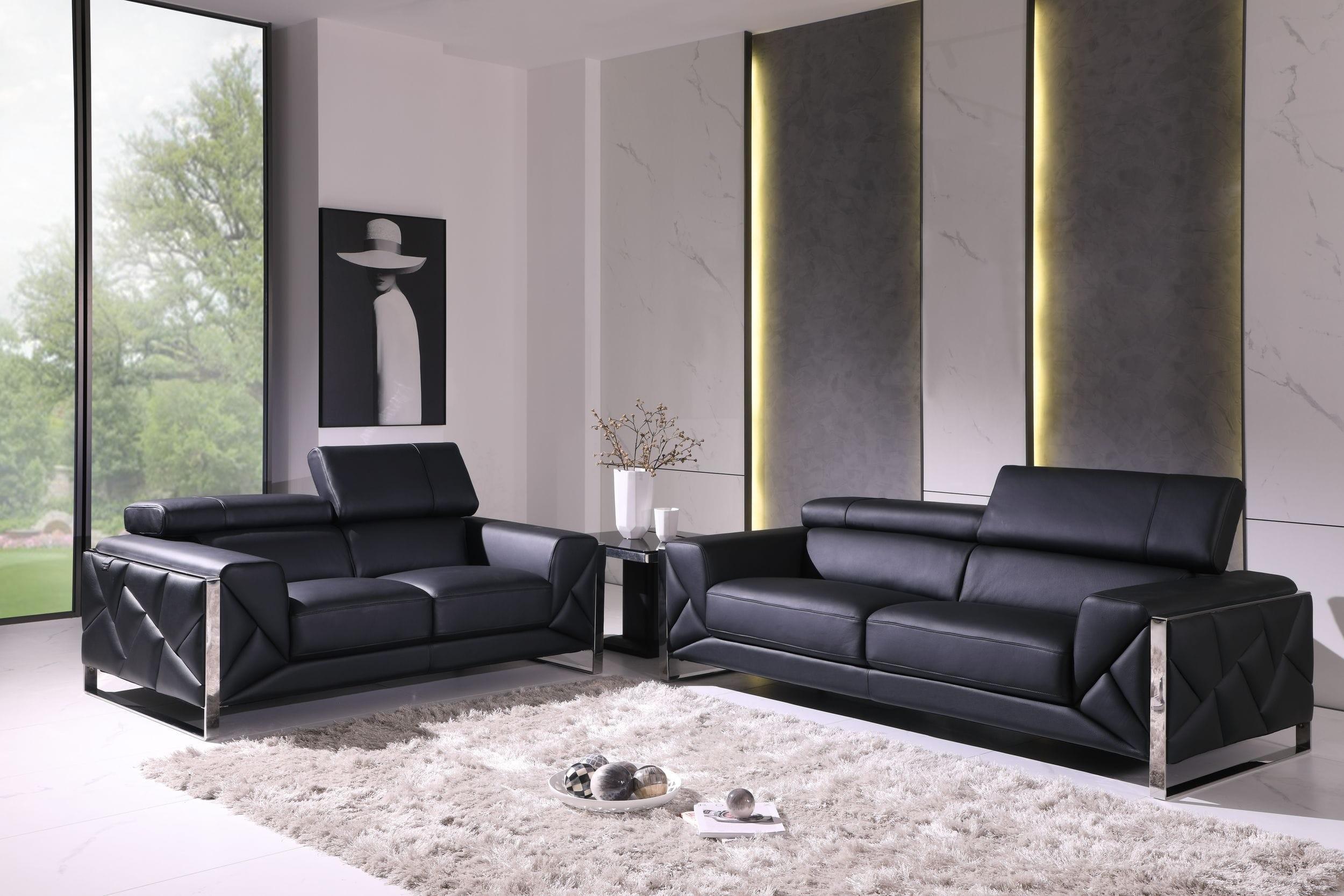

    
Black Genuine Italian Leather Sofa & Loveseat Set 2Pcs Modern Global United 903
