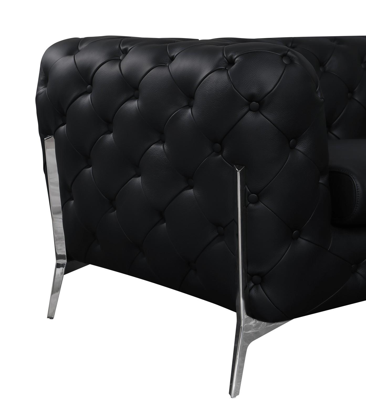 

    
 Shop  Black Genuine Italian Leather Sofa Set 2Pcs Contemporary 970 Global United
