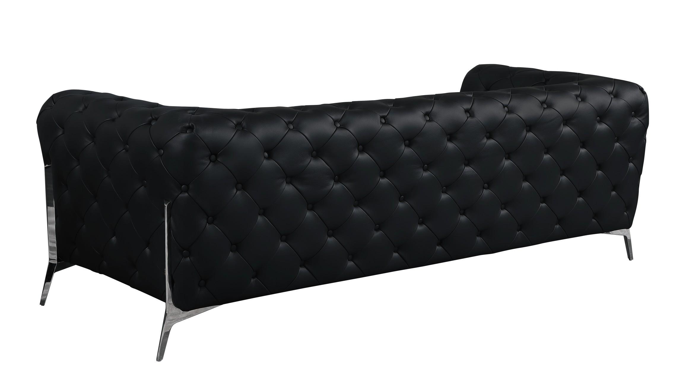 

    
 Order  Black Genuine Italian Leather Sofa Set 3Pcs Contemporary 970 Global United
