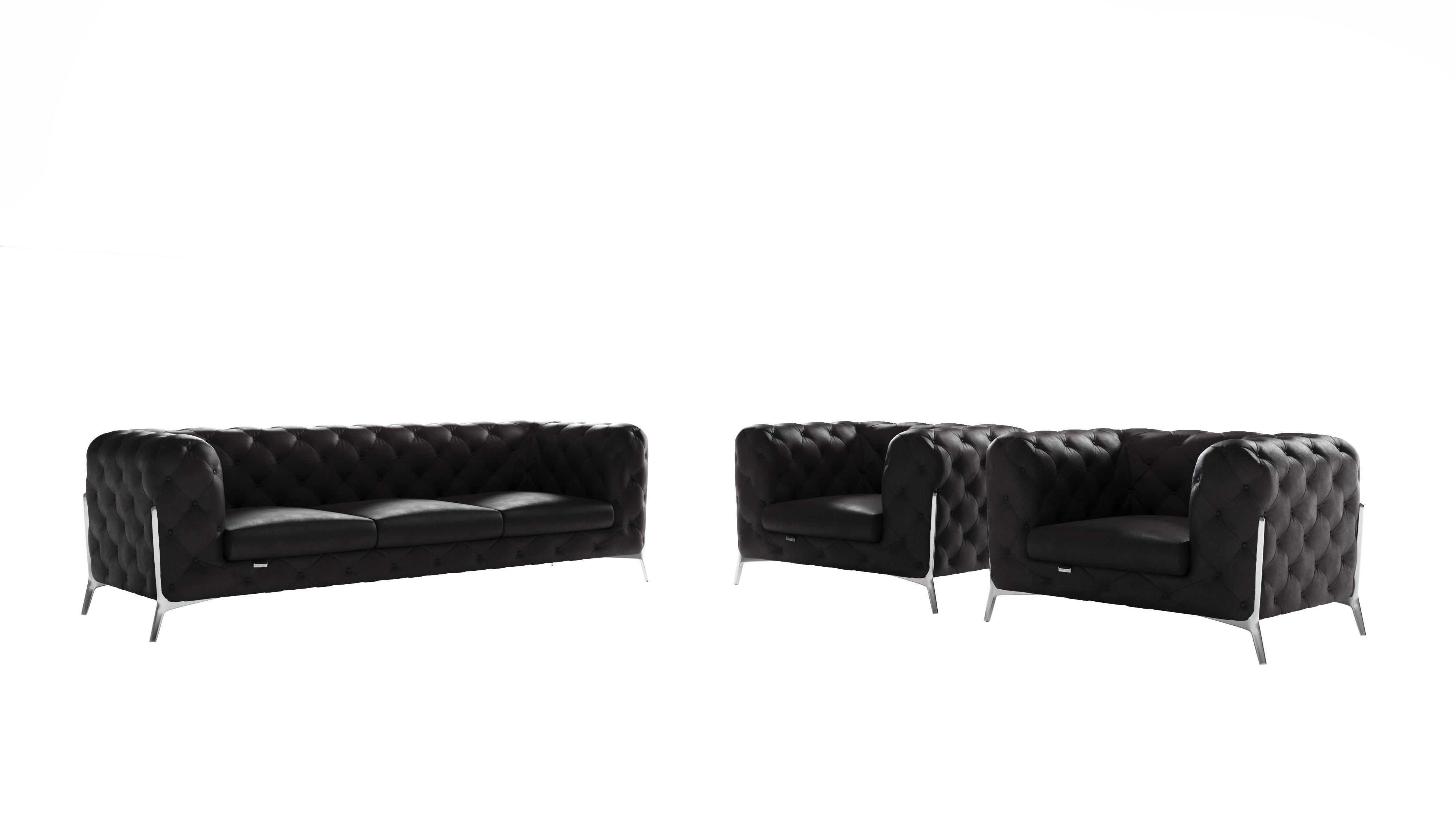 

    
Black Genuine Italian Leather Sofa & Two Chairs Set Contemporary 970 Global United
