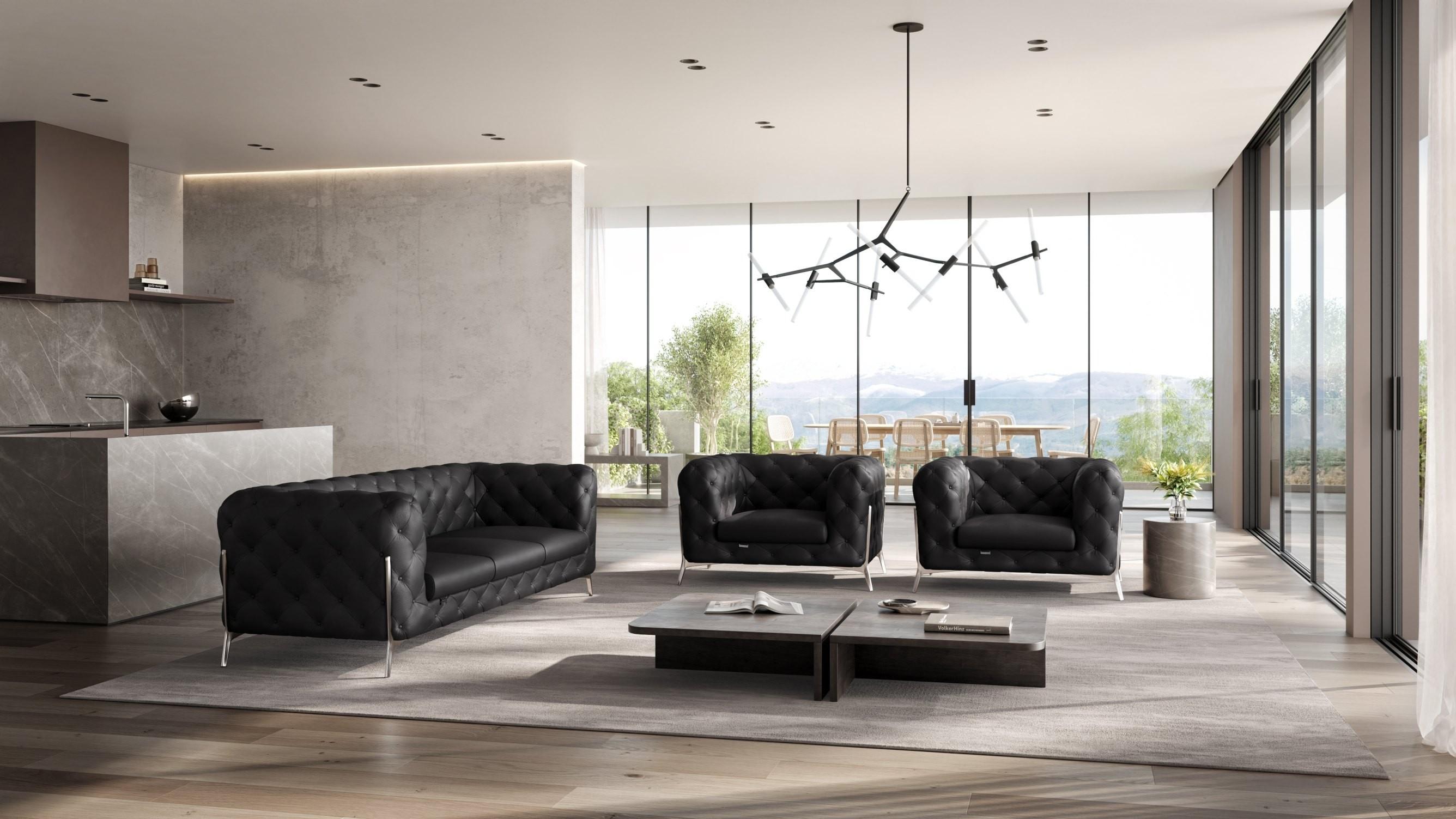 

    
Black Genuine Italian Leather Sofa & Two Chairs Set Contemporary 970 Global United
