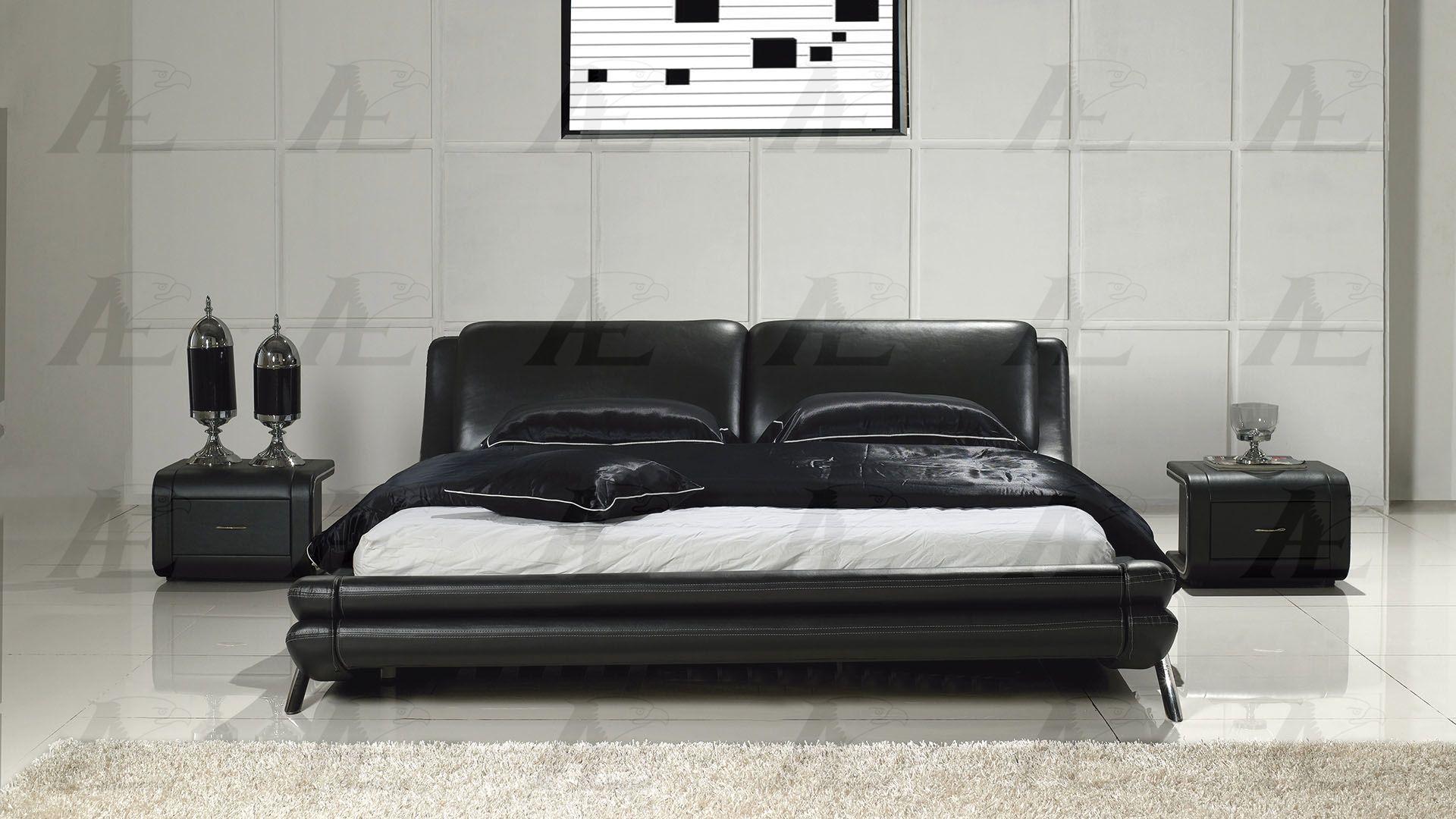 Contemporary, Modern Platform Bedroom Set B8223-Q B8223-Q in Black Genuine Leather