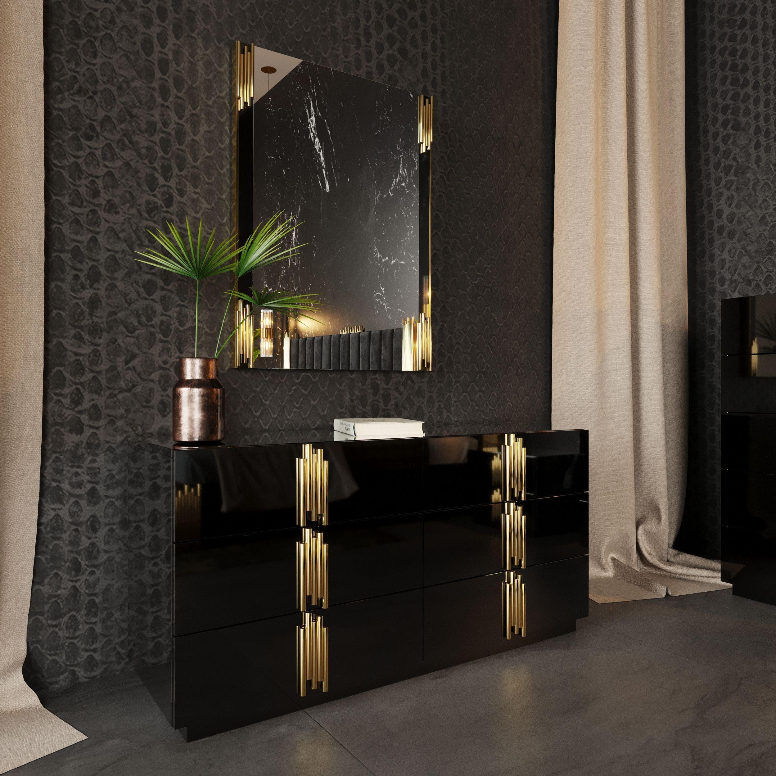 

    
 Order  Black Gloss & Gold Accents Dresser + Mirror Set by VIG Modrest Token
