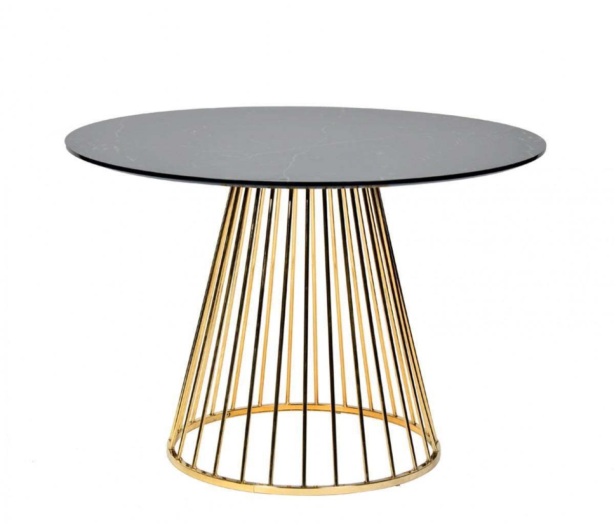 

    
Modern Black & Gold Round Dining Table by VIG Modrest Holly
