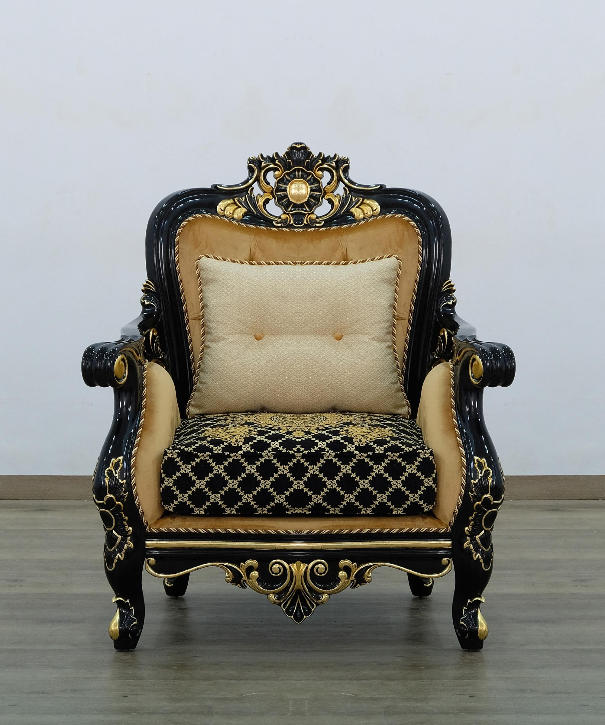 

    
EUROPEAN FURNITURE BELLAGIO III Arm Chair Set Antique/Gold/Black 30019-C-Set-2
