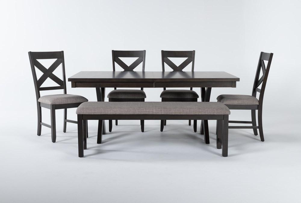 Modern, Transitional Dining Room Set Havana 2335T-4290-6pcs in Gray, Black Fabric