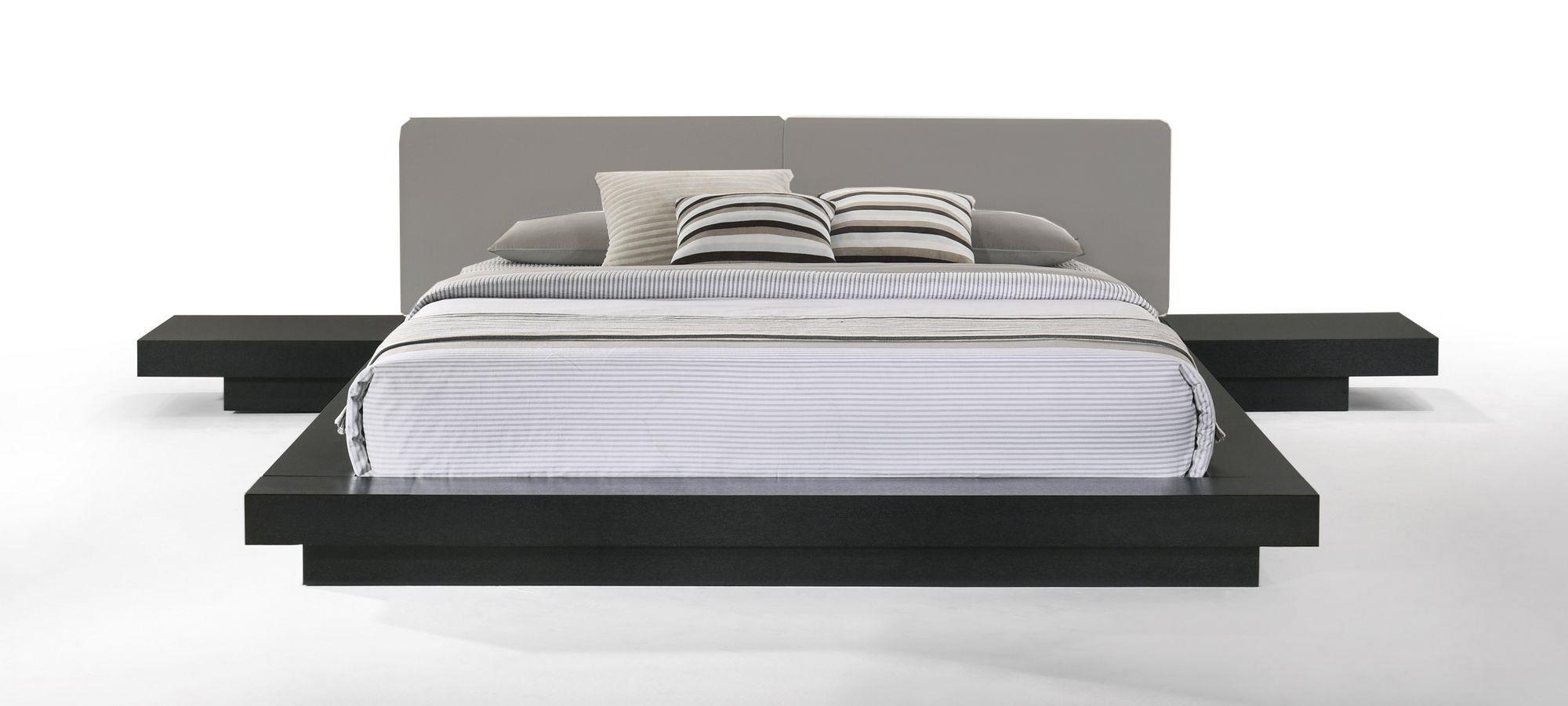 Contemporary, Modern Platform Bed Tokyo VGMABR-90-BLK-GRAY in Gray, Black Leatherette