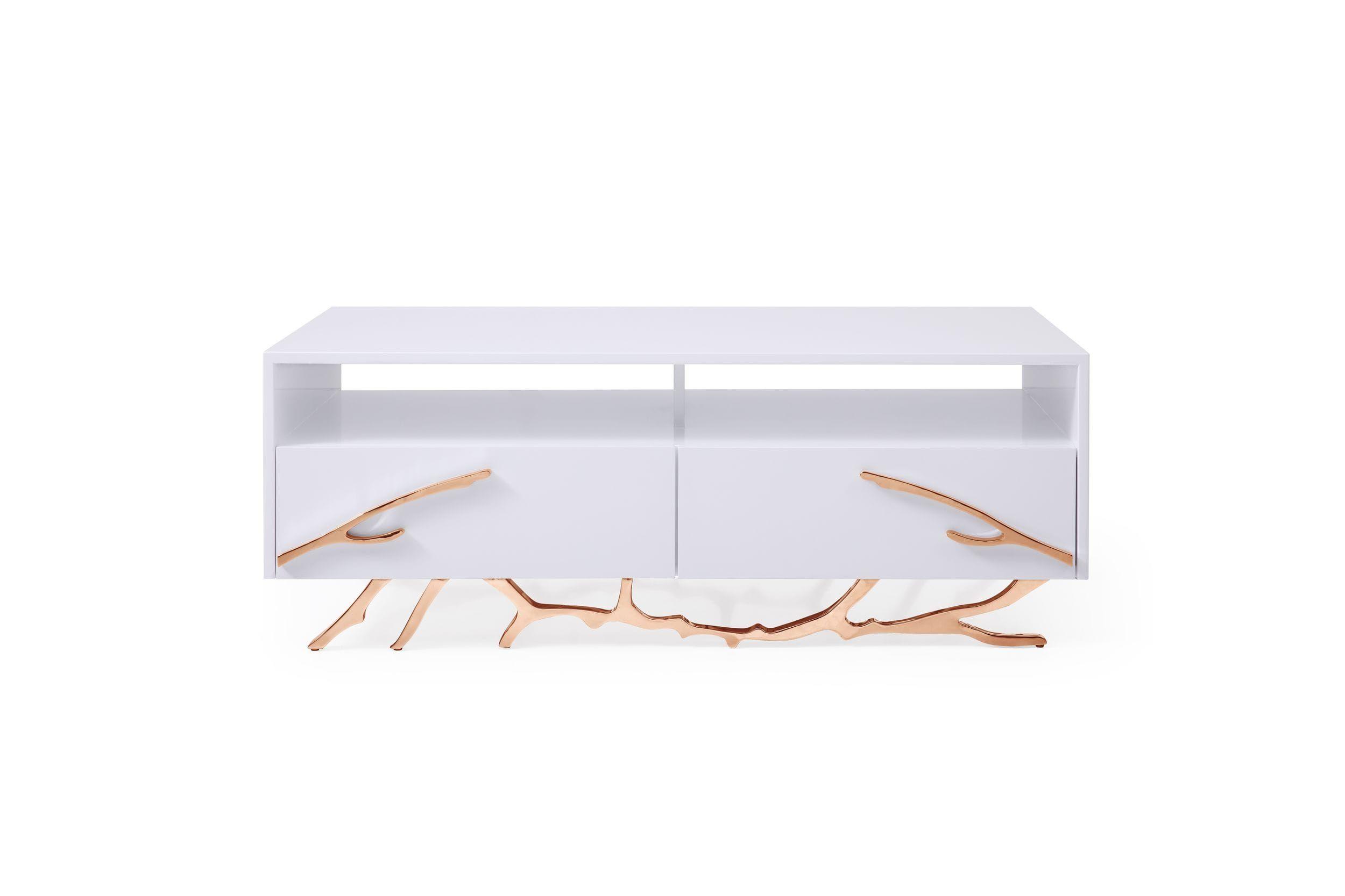 Contemporary, Modern Coffee Table Legend VGVCCT8111-WHTX-RGOLD-CT in White 