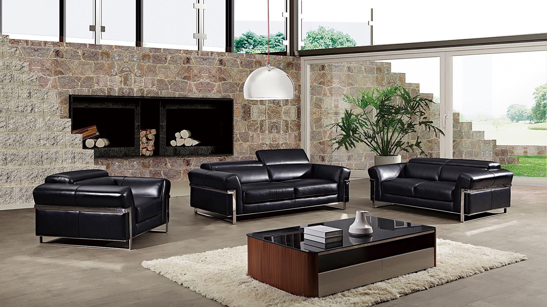 

    
Black Italian Full Leather Sofa EK012-BK-SF American Eagle Modern
