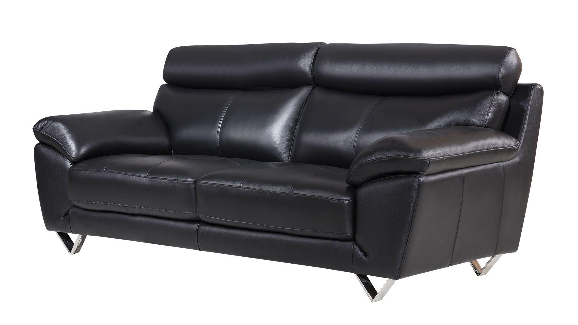 Contemporary, Modern Sofa EK078-BK-SF EK078-BK-SF in Black Italian Leather